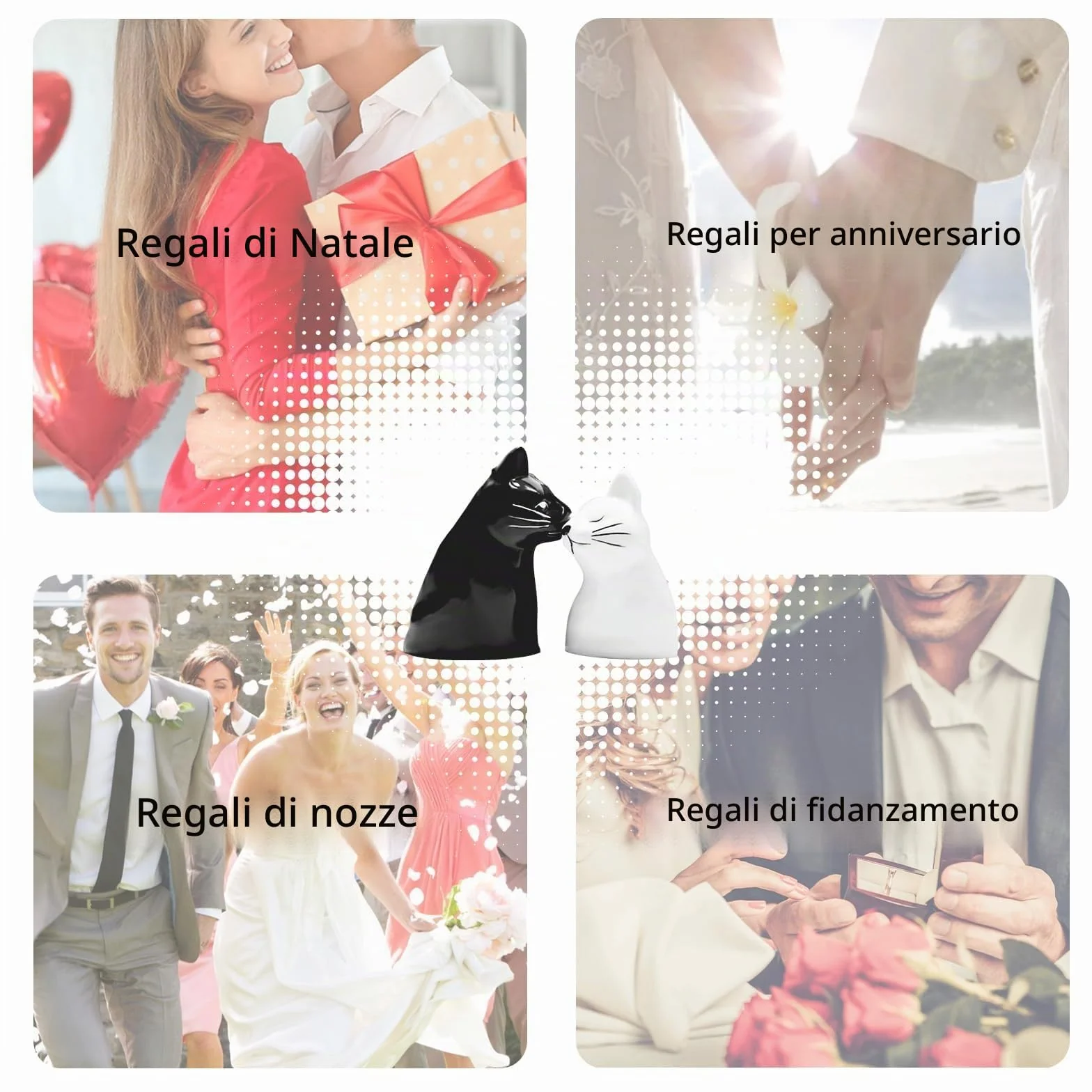 Set tazze da tè divertenti gatti regalo nozze sposi bacio anniversario