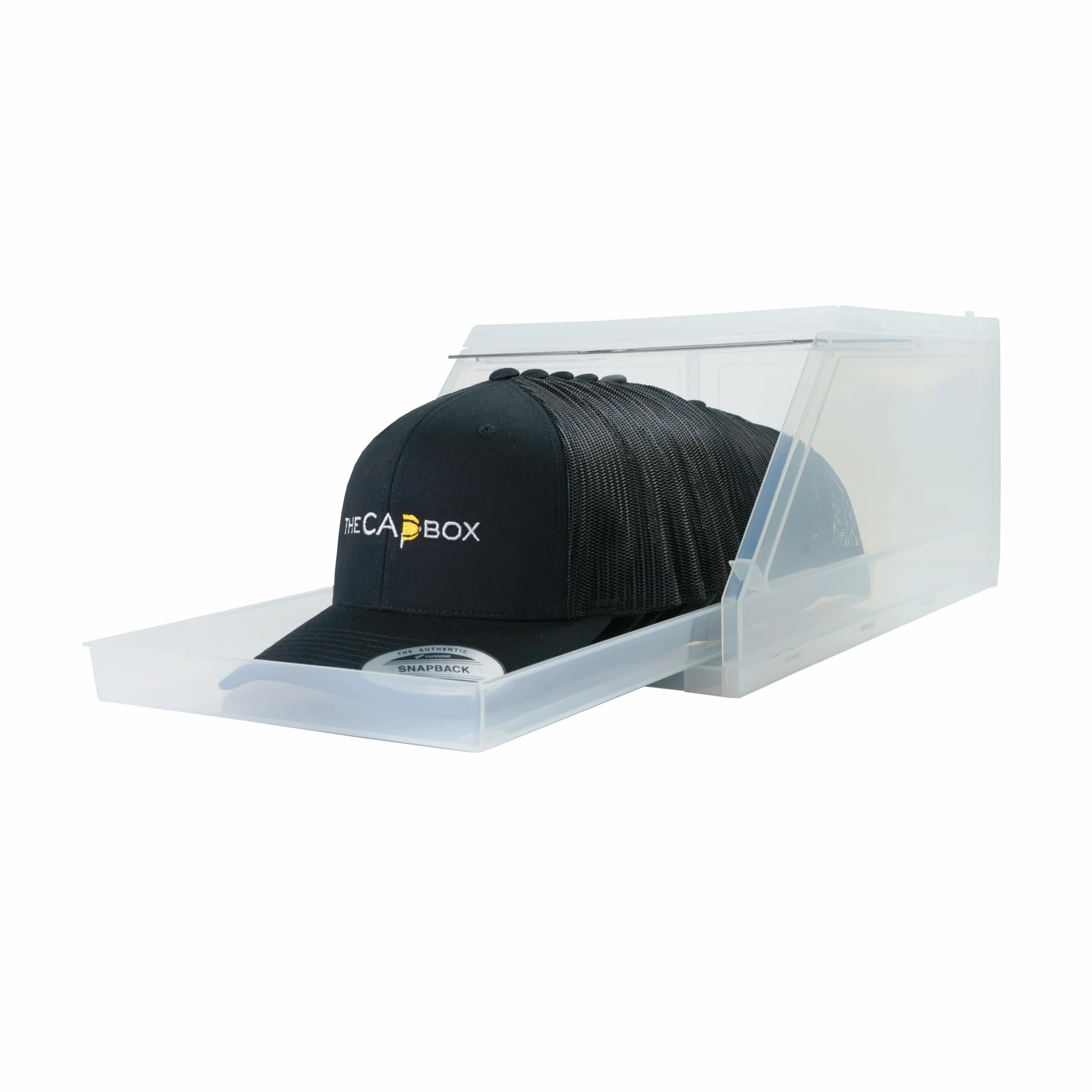 The CapBox 2.0 Organizzatore per Cappello da Baseball Vassoio Scorrevole Impilabile Confezione da 2 Trasparente