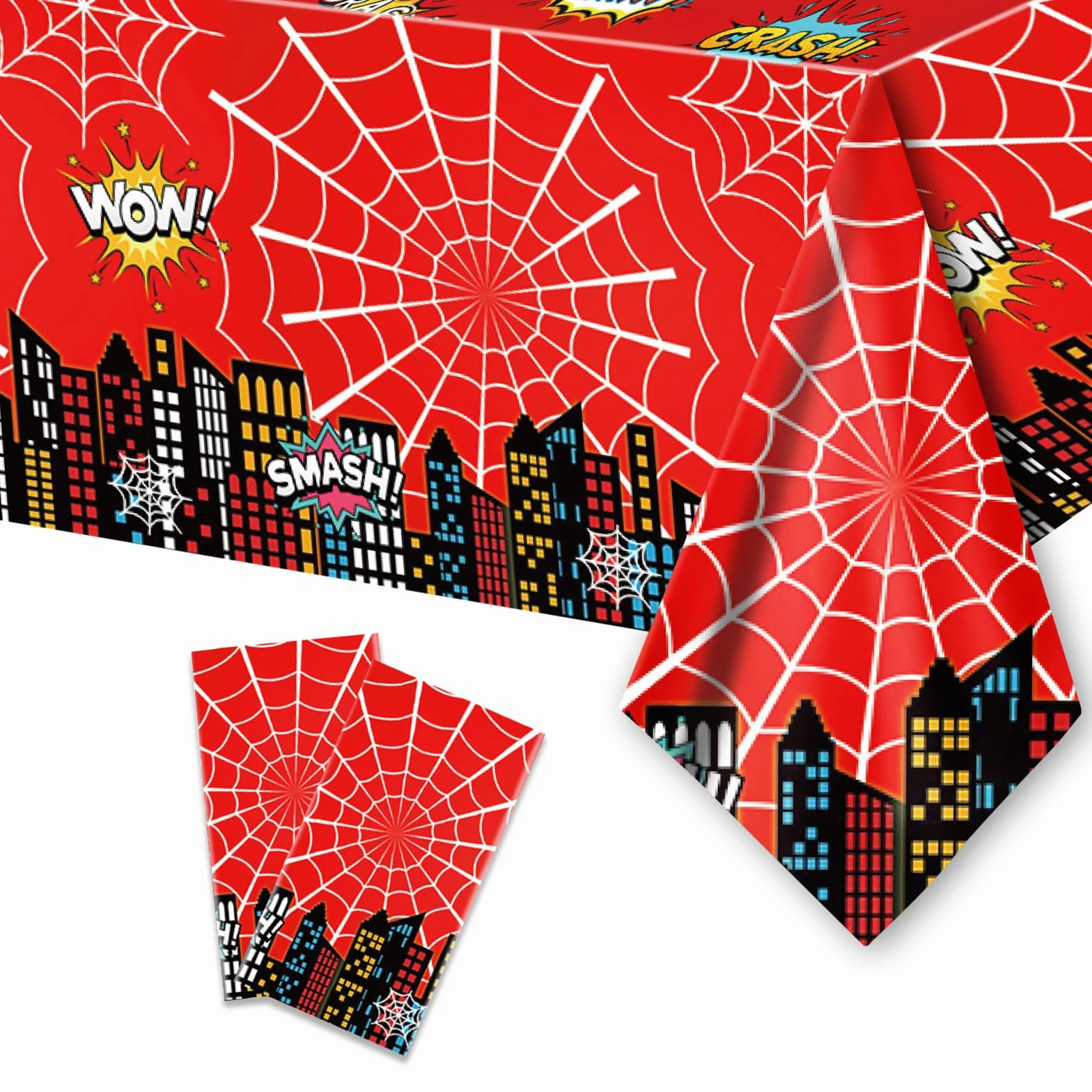BOXOB 2pz Tovaglia Spider, 108x180cm Tovaglia a Forma di Ragno Impermeabile Decorazioni per Feste di Compleanno a Tema per Bambini e Bambine