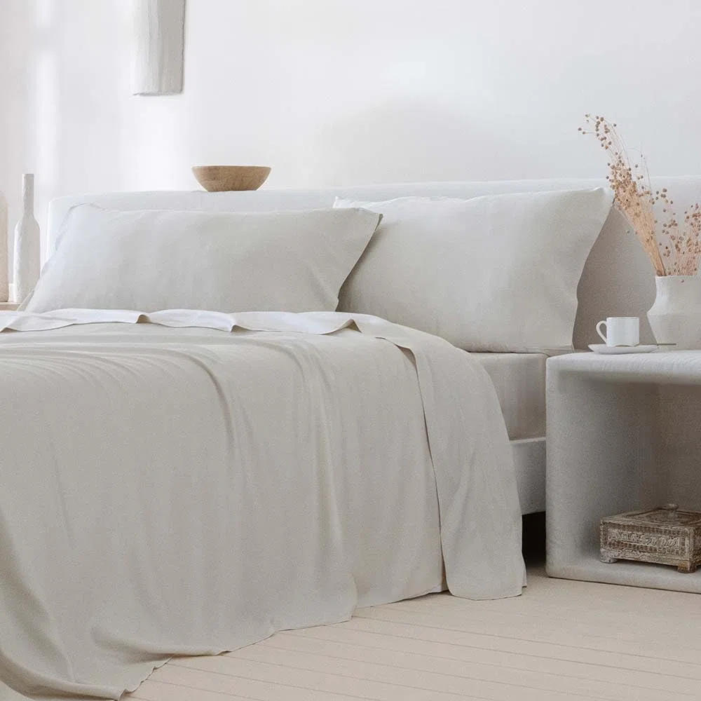 COTTON ARTean Set di lenzuola Bambù Beige. BIOLOGICO E IPOALLERGICO Letto da 160 x 190/200. colore: beige, 100% RISPETTOSE DELL'AMBIENTE.