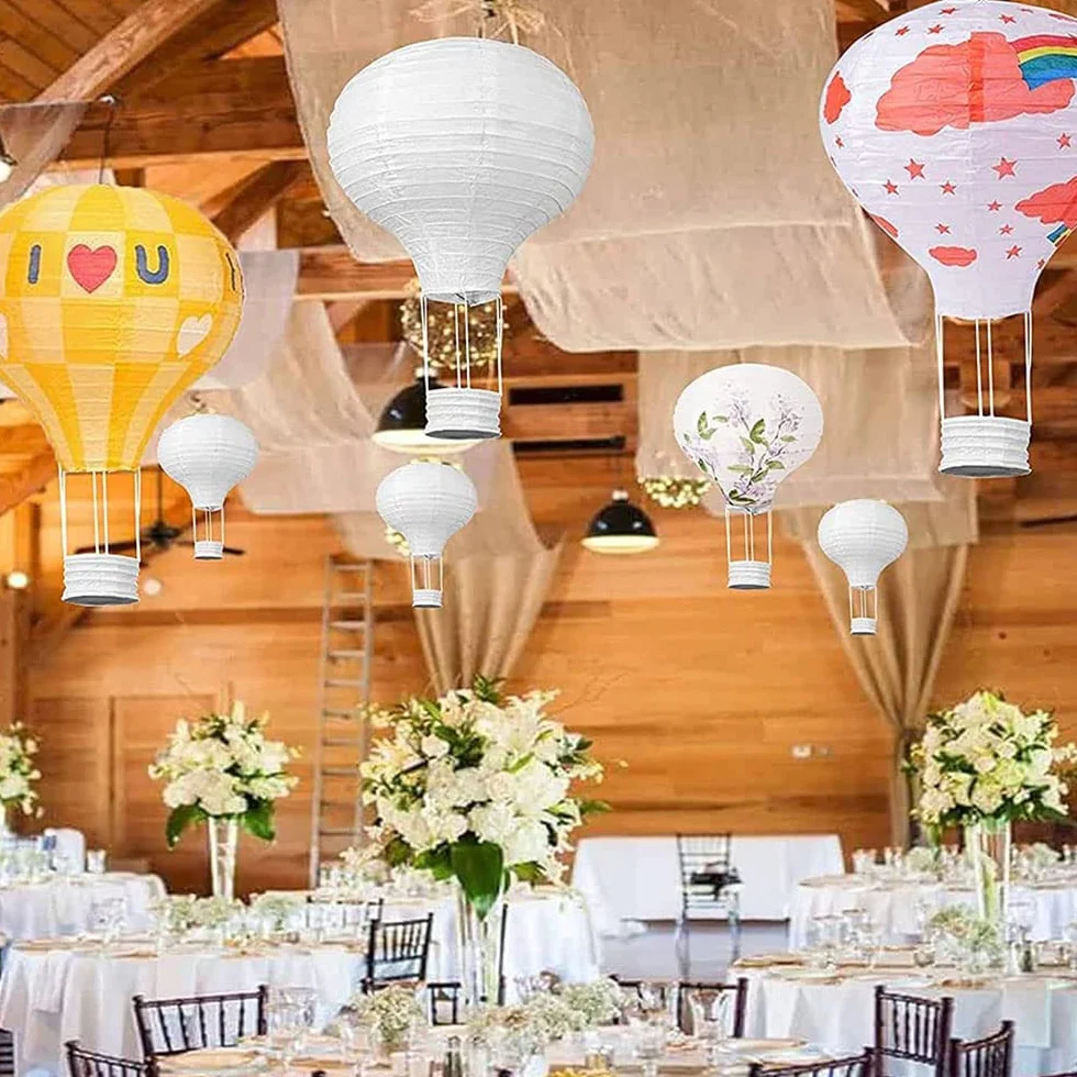 Lanterne Decorative In Carta a Forma Di Mongolfiera, Paralumi Mongolfiera Da Appendere, Lanterne Volanti Per Decorazione Compleanno Matrimonio Baby Shower DIY