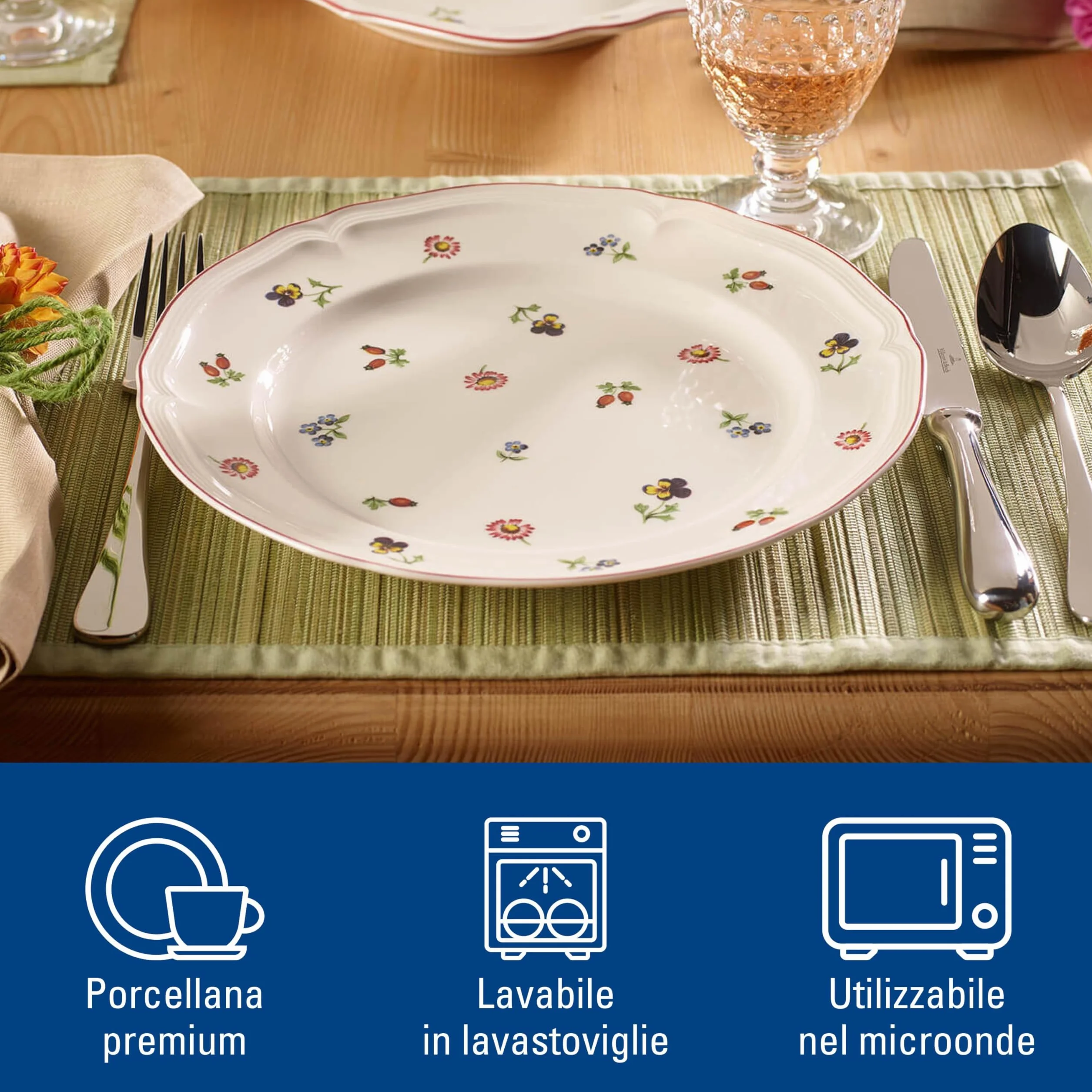 Villeroy & Boch - Petite Fleur Piatto Piano Bianco, Lavabile in Lavastoviglie, Adatto per Microonde, Stoviglie, Piatto Ceramica, Porcellana Premium