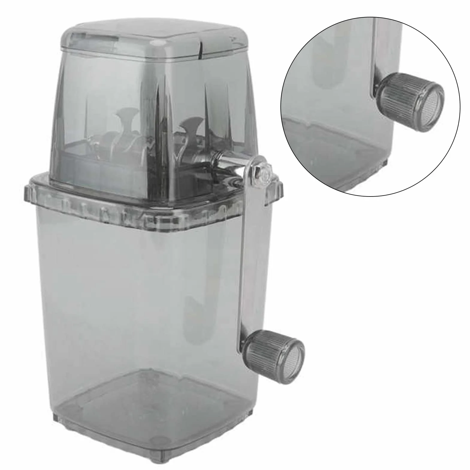 Tritaghiaccio da 1,25 litri, tritaghiaccio manuale portatile, tritaghiaccio con lame in acciaio inossidabile, tritaghiaccio per ghiaccio tritato domestico (Nero trasparente)