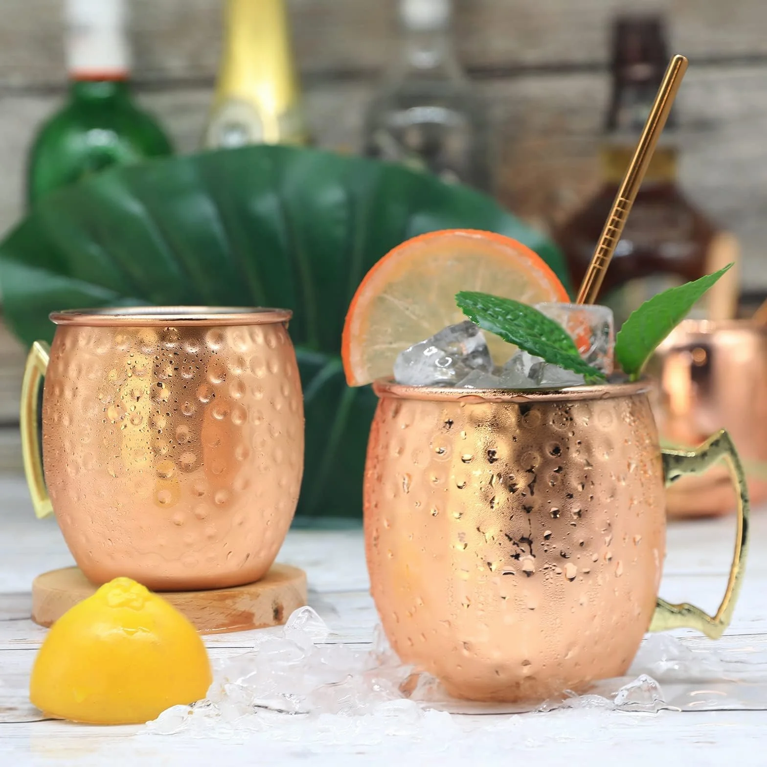 Set di 2 tazze per Moscow Mule in rame 532 ml acciaio inossidabile martellate cocktail