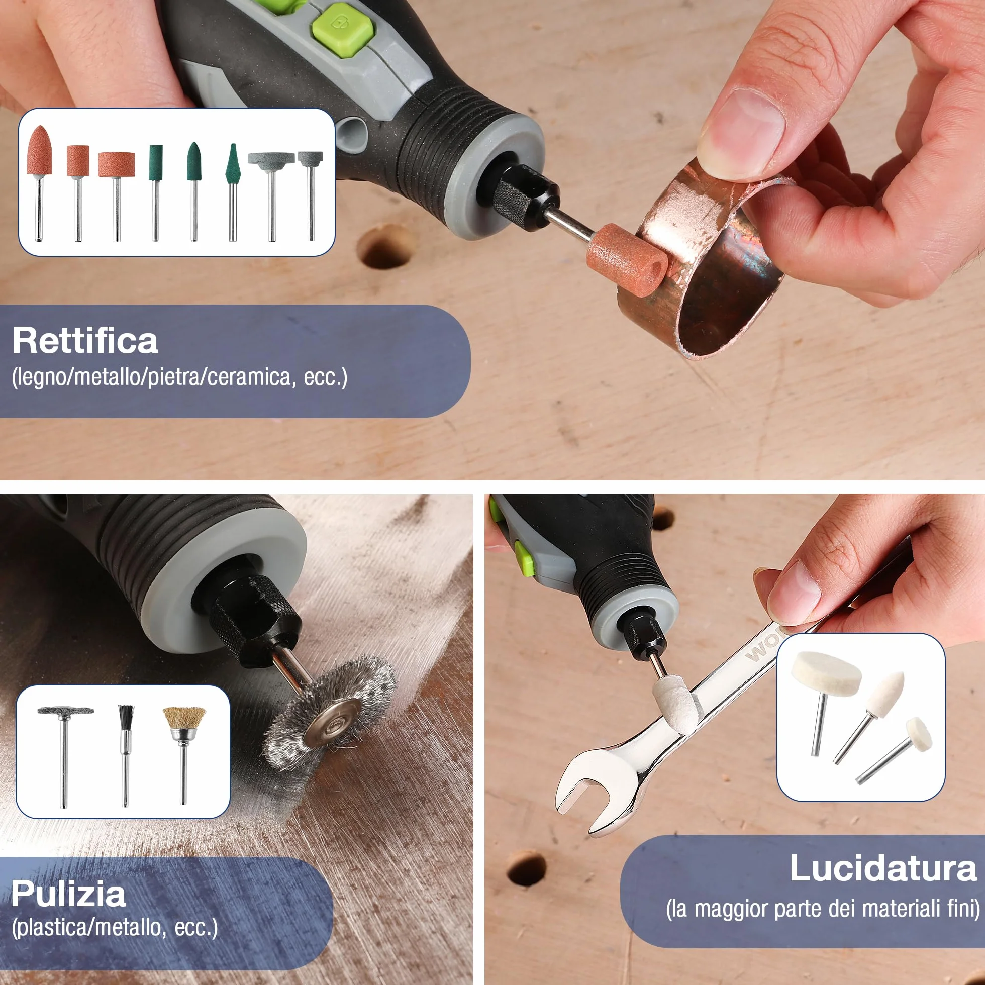 WORKPRO Set 476 Pezzi Accessori Utensili Rotanti Universali Taglio Incisione Smerigliatura