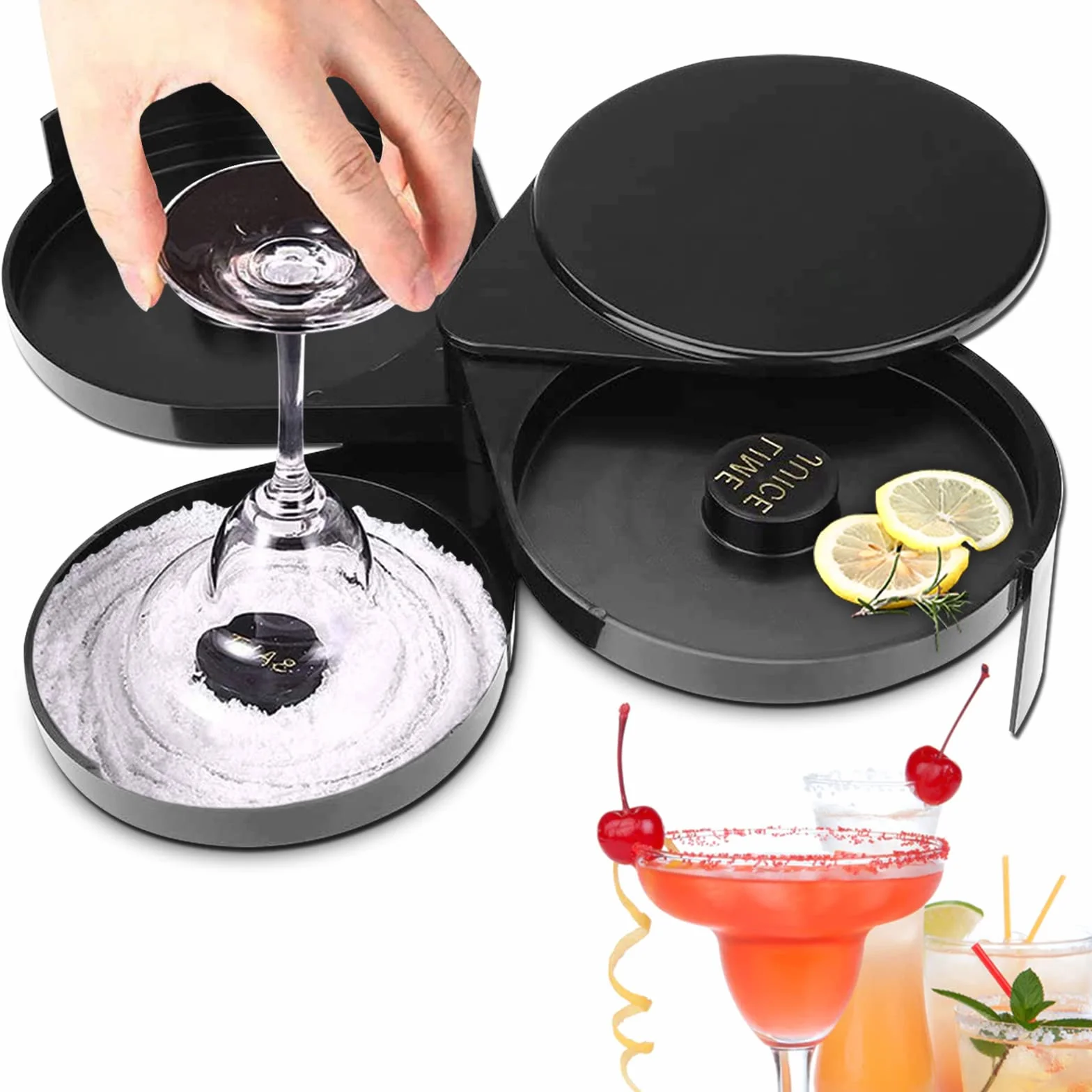 Rimmer Cocktail, Salt Rimmer, 3 Bacchette in Vetro per Margarita e Cocktail, Rimmer per Vetro da Bar a 3 Livelli, Rimmer per Zucchero e Sale Margarita, Rimmer di Zucchero, Strumento da Barman