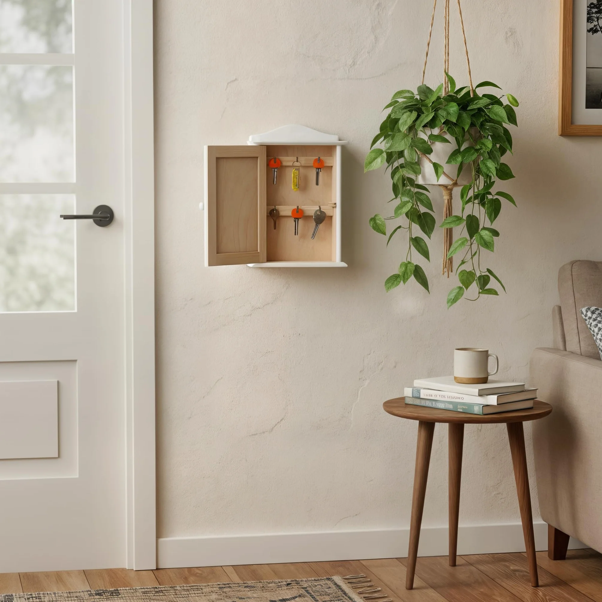 Creative Deco Decorativa Cassetta Portachiavi Bianca in Legno con 6 Ganci | 20 x 6 x 29,5 cm | Appendichiavi Bianco | Scatola Portachiavi Bianca con Ganci, Ideale per Conservazione e Decorazione