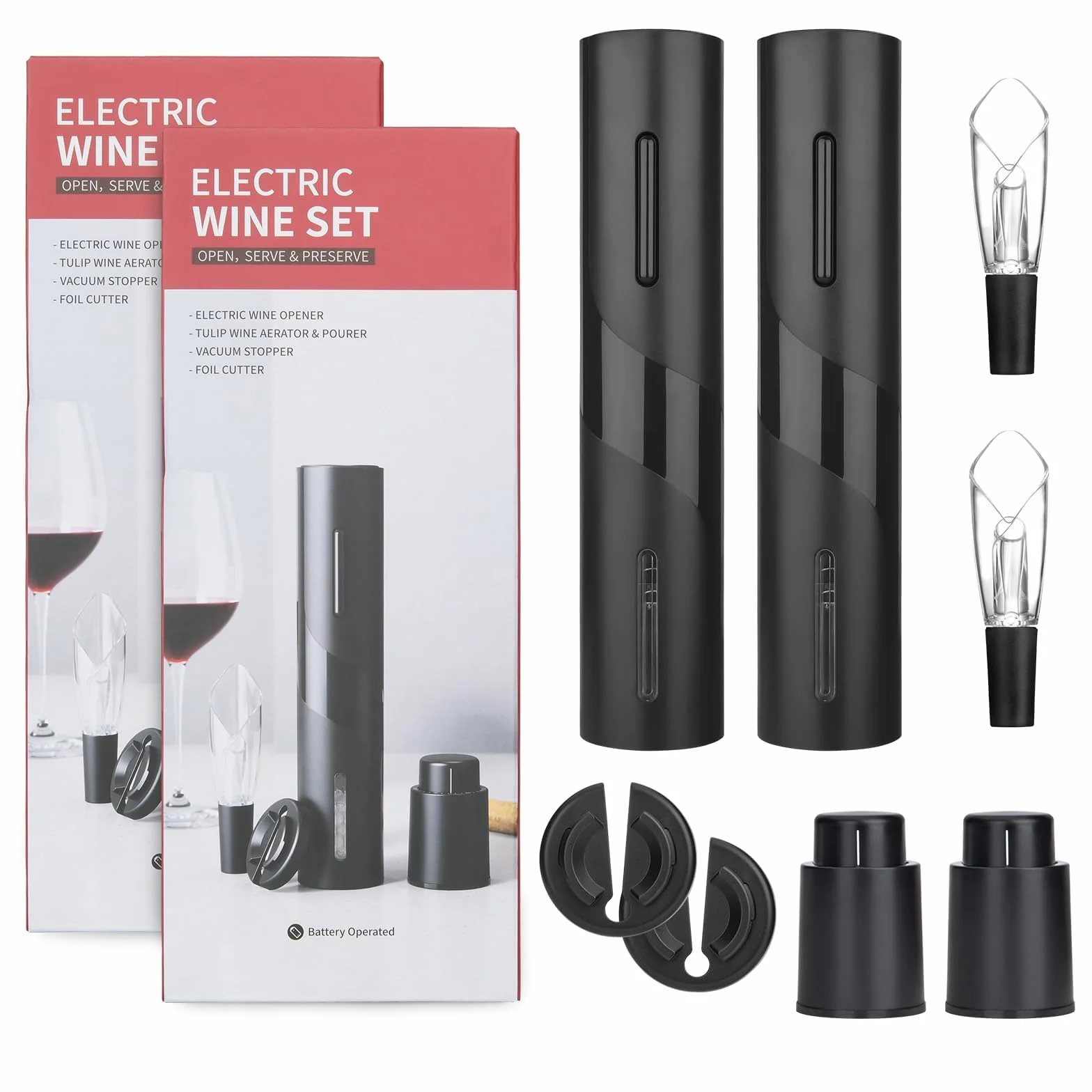 Apribottiglie di vino elettrico, set regalo con taglierina e versatore