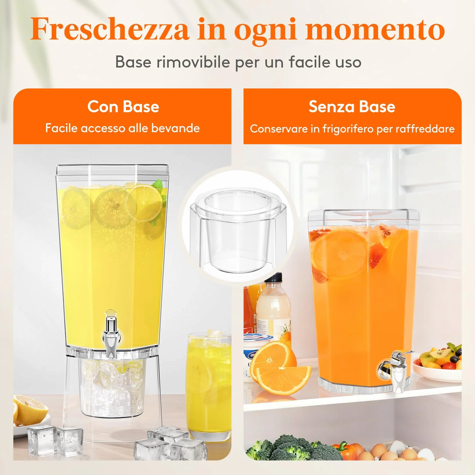 Lifewit 4L Dispenser Bevande con Rubinetto, Contenitore Distributore Bevande Ghiacciati, Set di 2