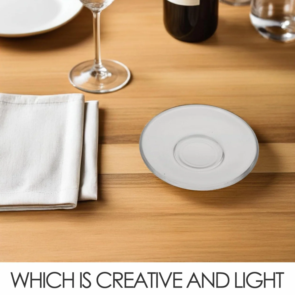 ULTECHNOVO 6 sottobicchieri decorativi in vetro trasparente, set di piattini rotondi per tazze da dessert snack, protezione da tavolino dal design elegante