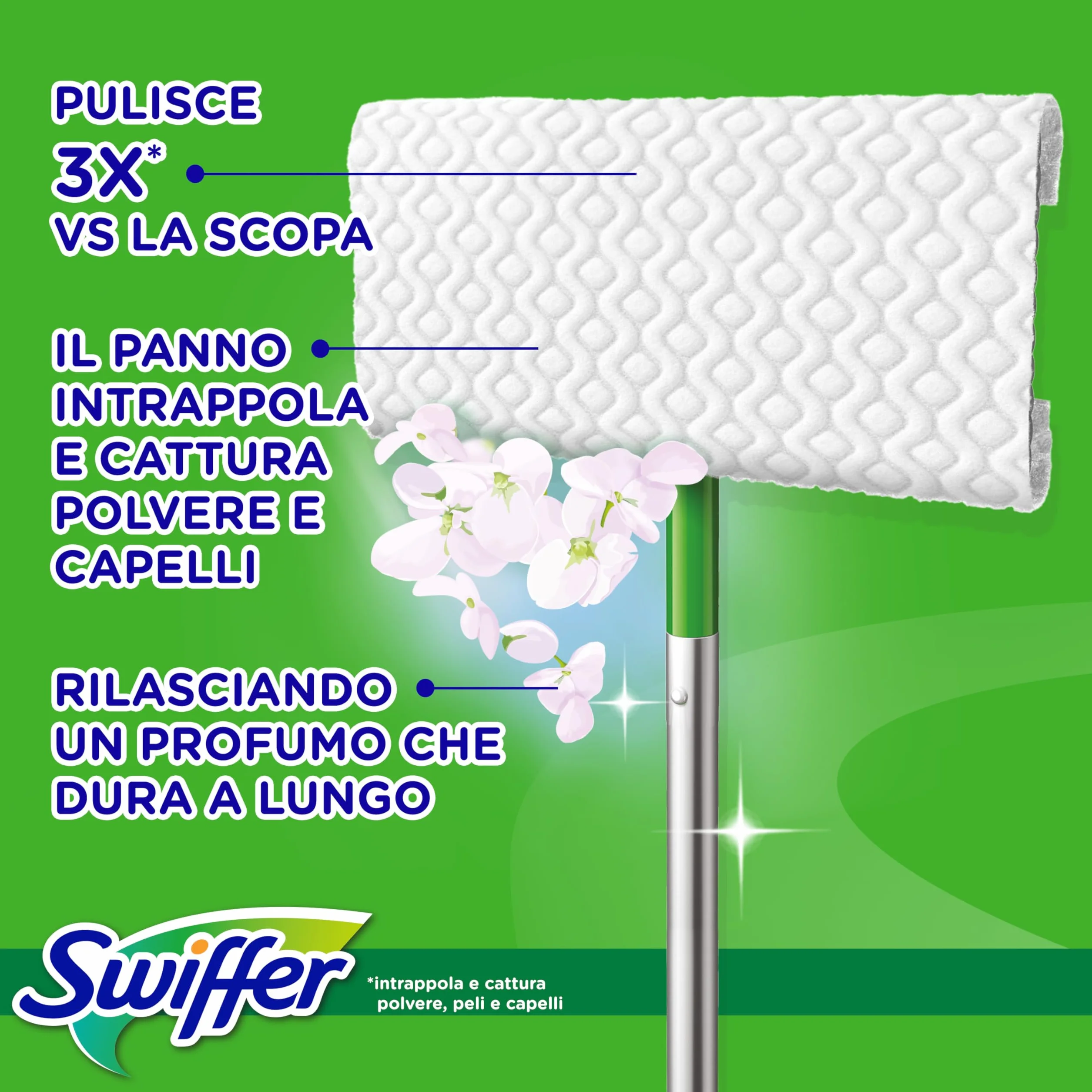Swiffer Panni Cattura Polvere 216 Microfibra Dry per Pavimenti e Peli Animali