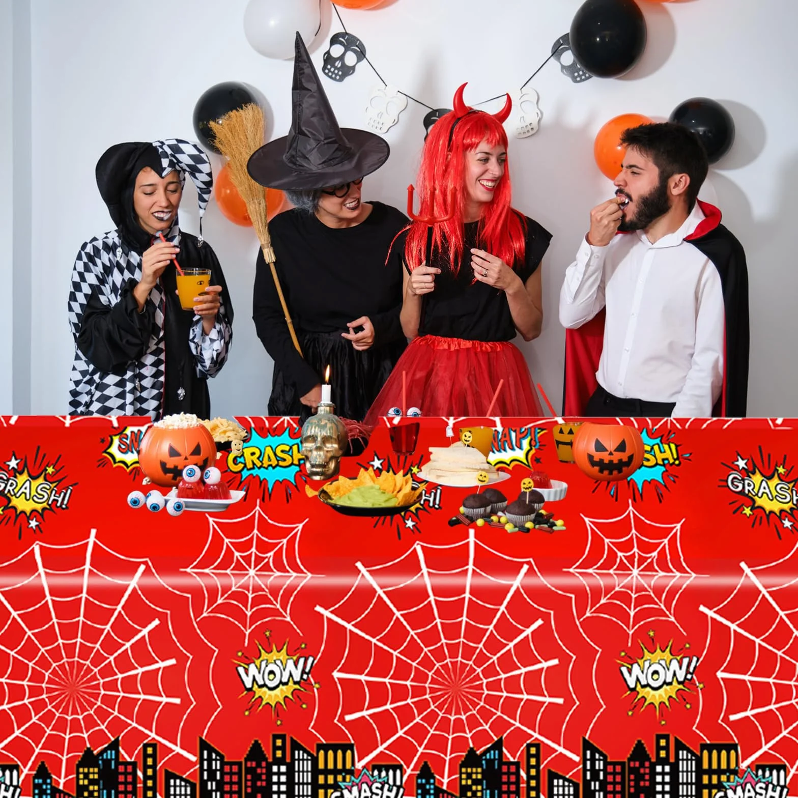 BOXOB 2pz Tovaglia Spider, 108x180cm Tovaglia a Forma di Ragno Impermeabile Decorazioni per Feste di Compleanno a Tema per Bambini e Bambine
