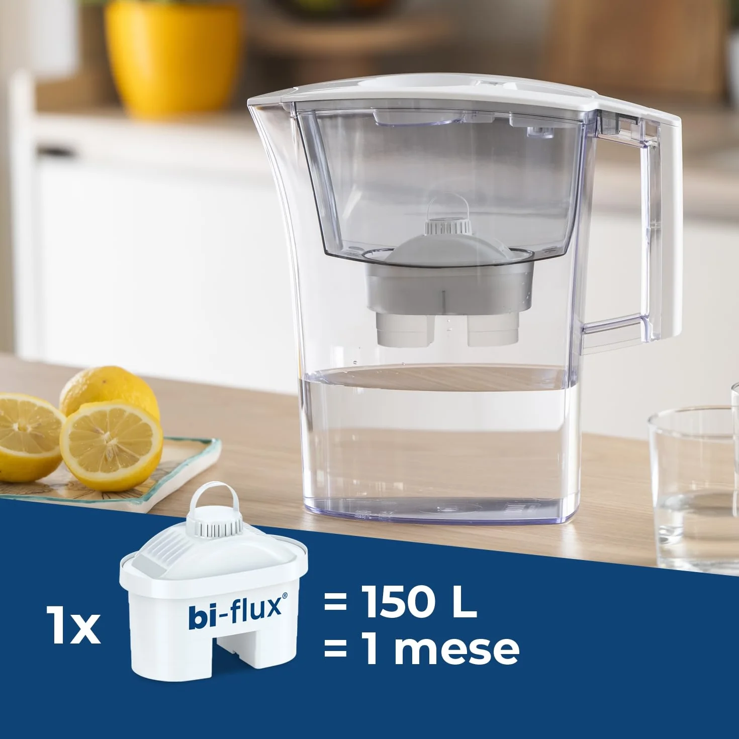 LAICA Prime Line Caraffa Filtrante 3L Bianca Timer Digitale 1 Filtro bi-flux Incluso Made in Italy