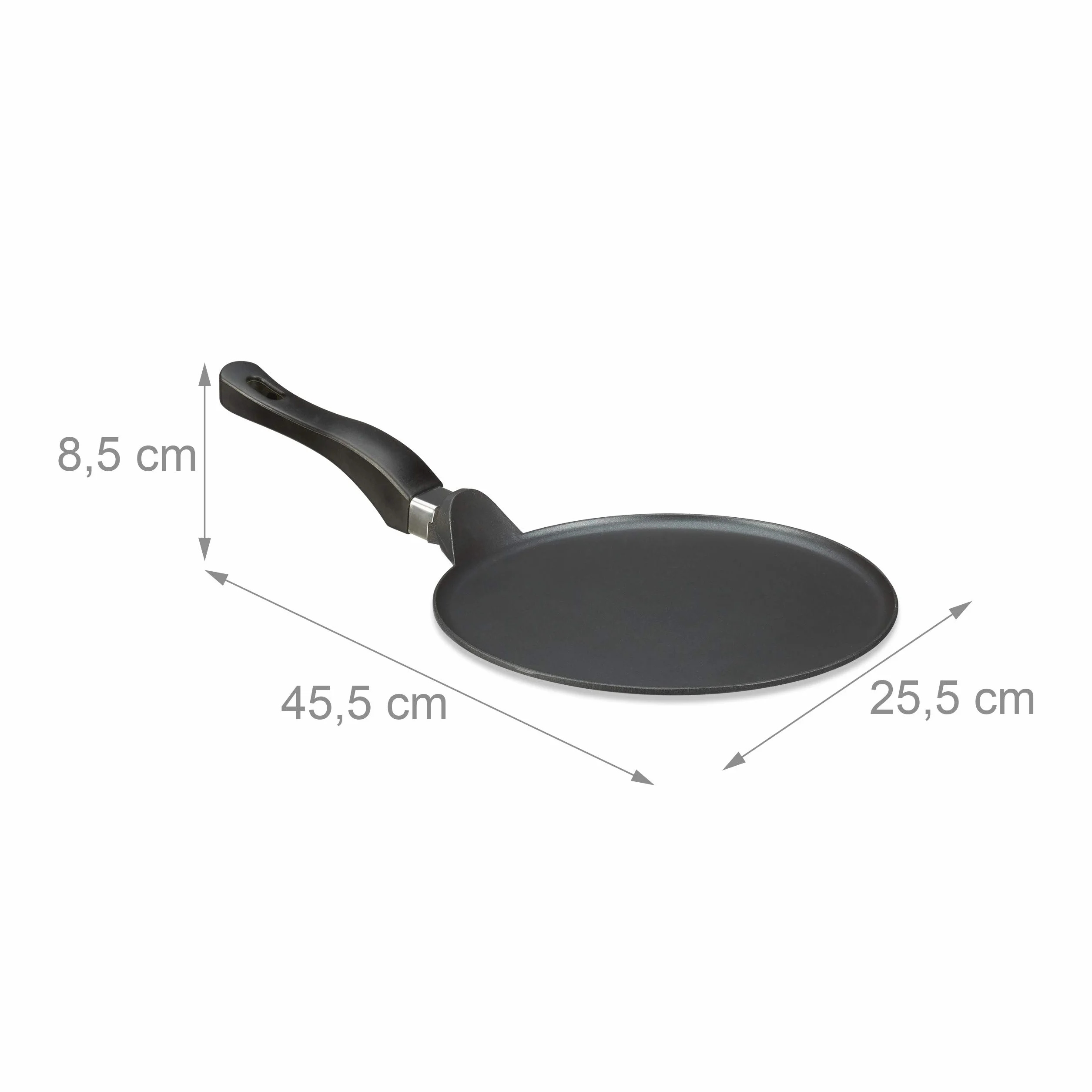 Relaxdays Crepiera in alluminio pressofuso 25 cm, padella antiaderente per crêpes