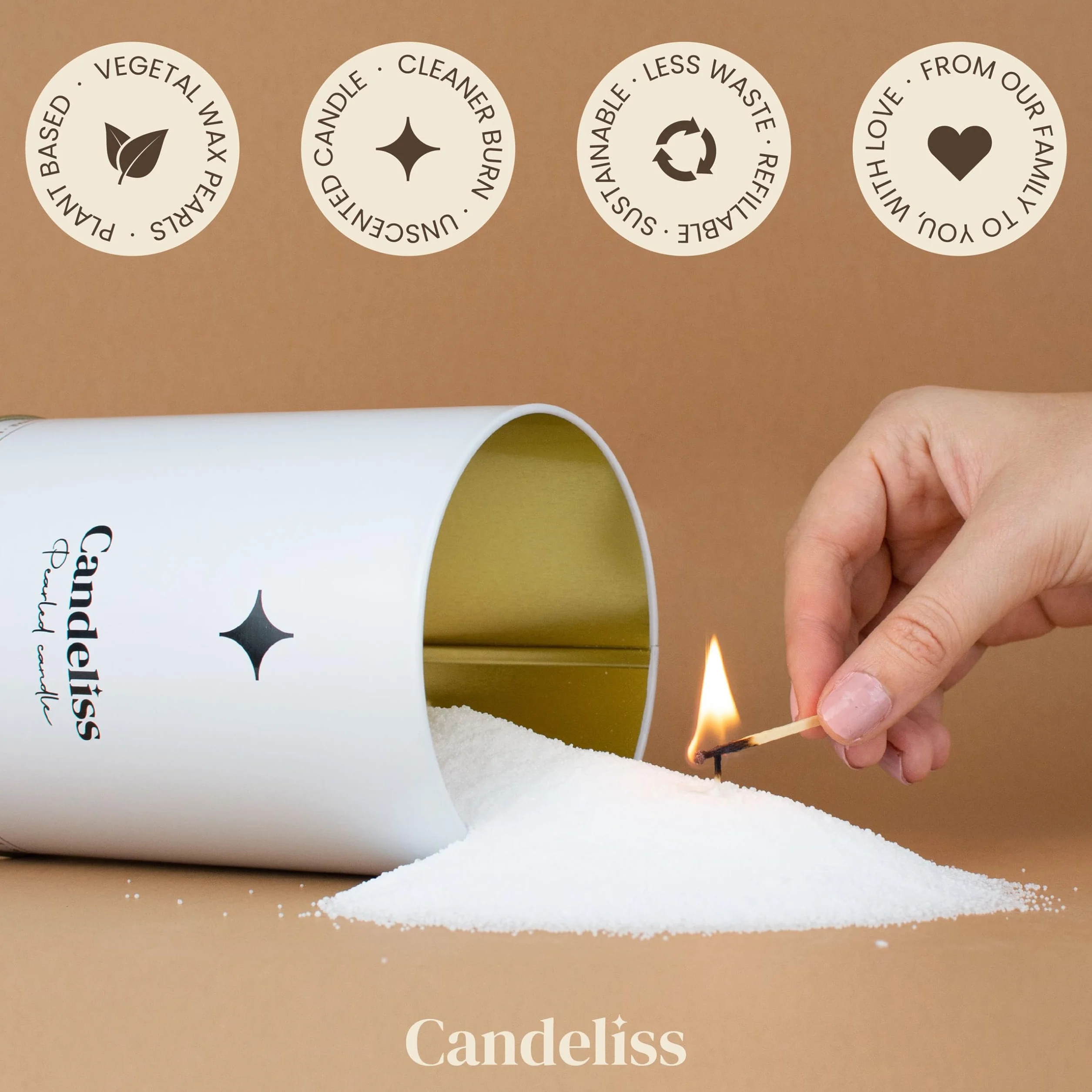 CANDELISS Kit per Candela di Sabbia 0,5kg Granelli di Cera Sabbia per Candele Perle Decorative