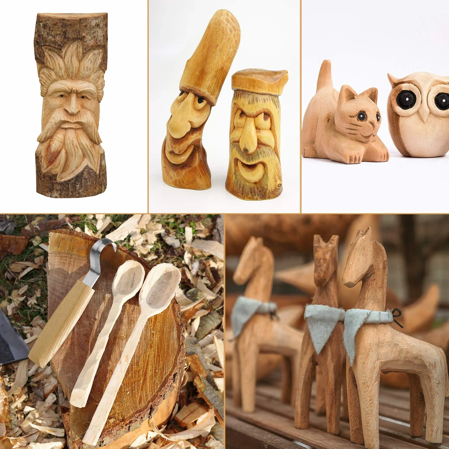 Fuyit Strumenti per Intaglio del Legno - Set 17 Pezzi con Coltello a Uncino, Frullato e Dettaglio, Guanti Resistenti e Blocchi di Legno