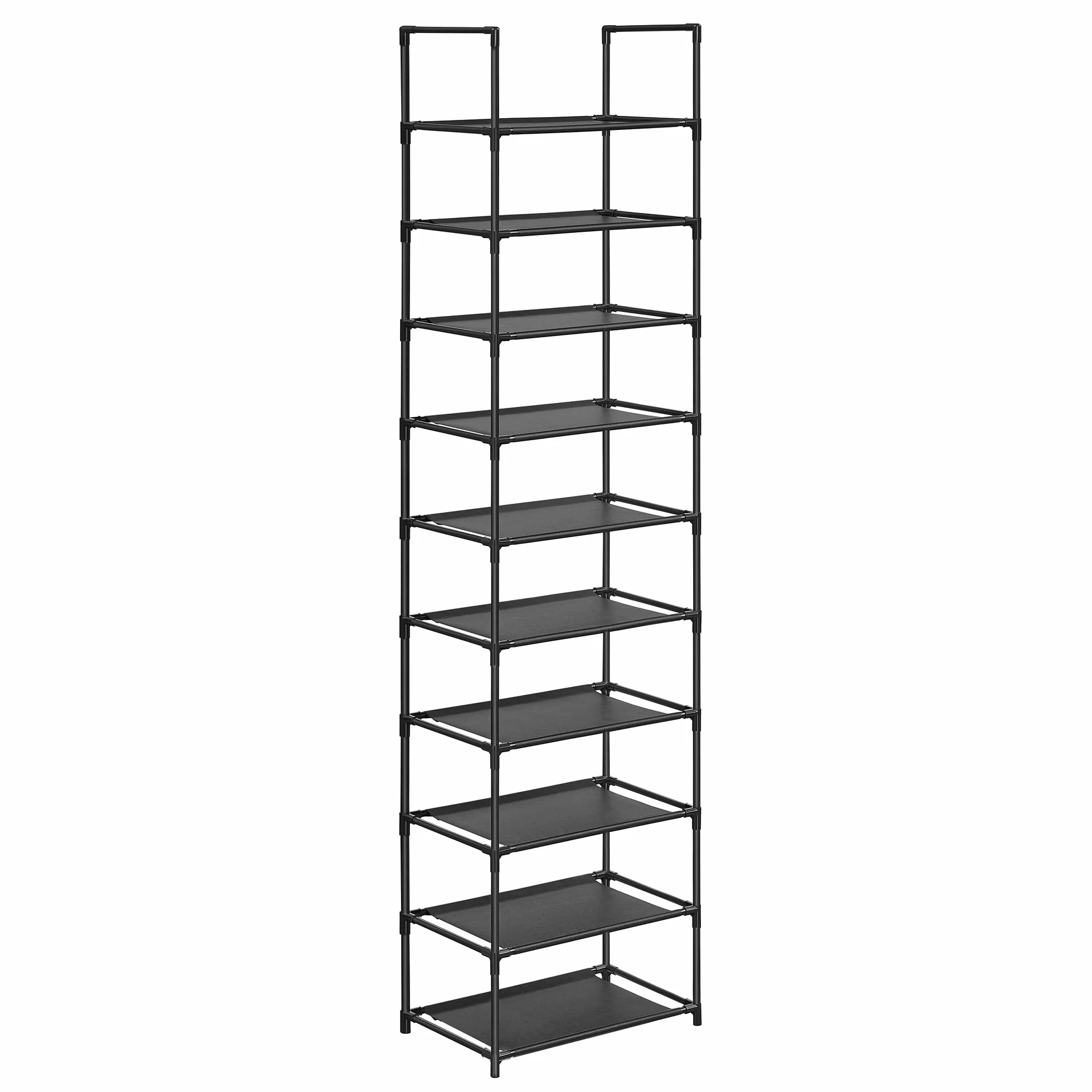 SONGMICS Scarpiera 10 Ripiani Scaffale Portascarpe 28 x 45 x 173 cm Telaio in Metallo Nero