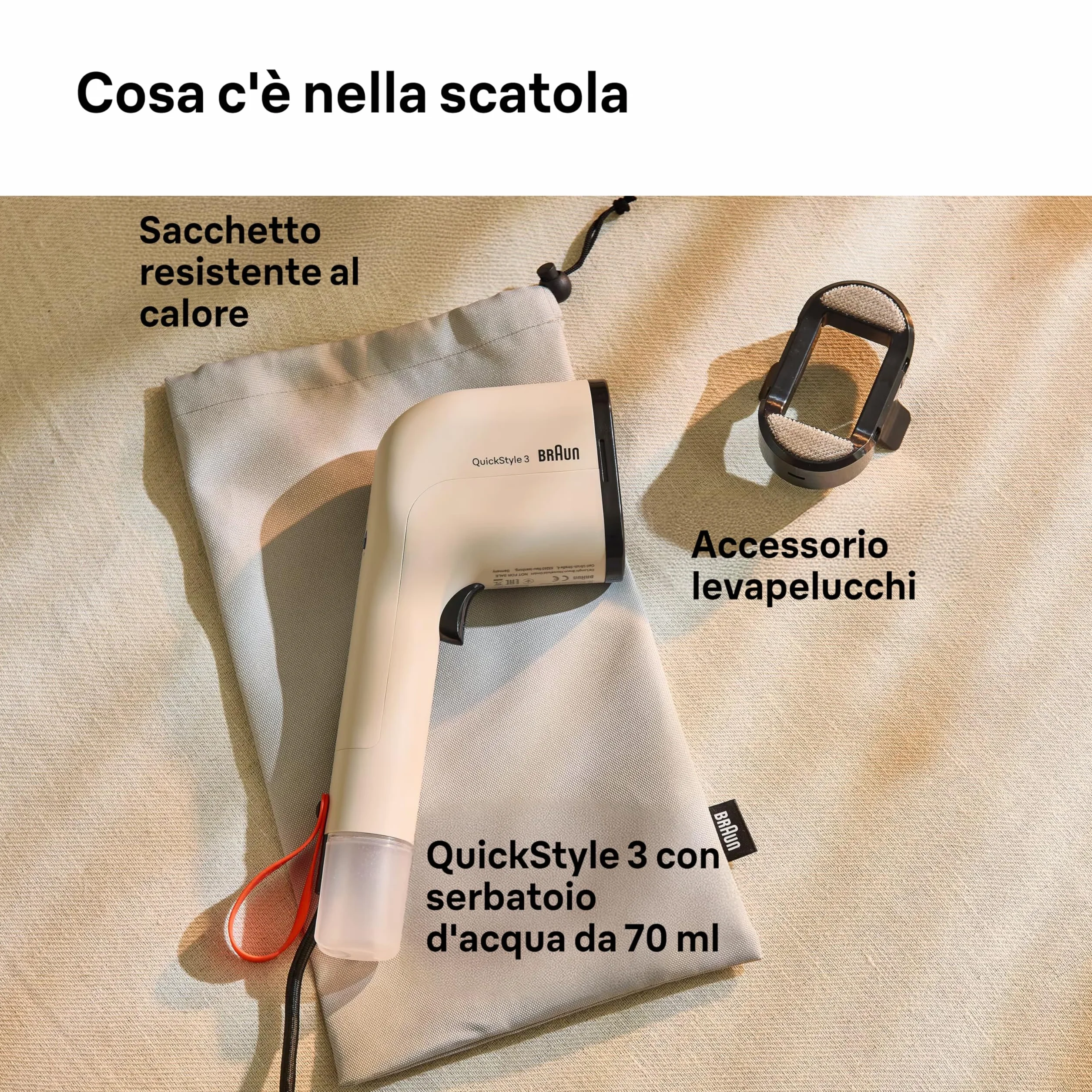 Braun QuickStyle 3 Ferro a Vapore Verticale 1100W 20g/min 70ml Beige