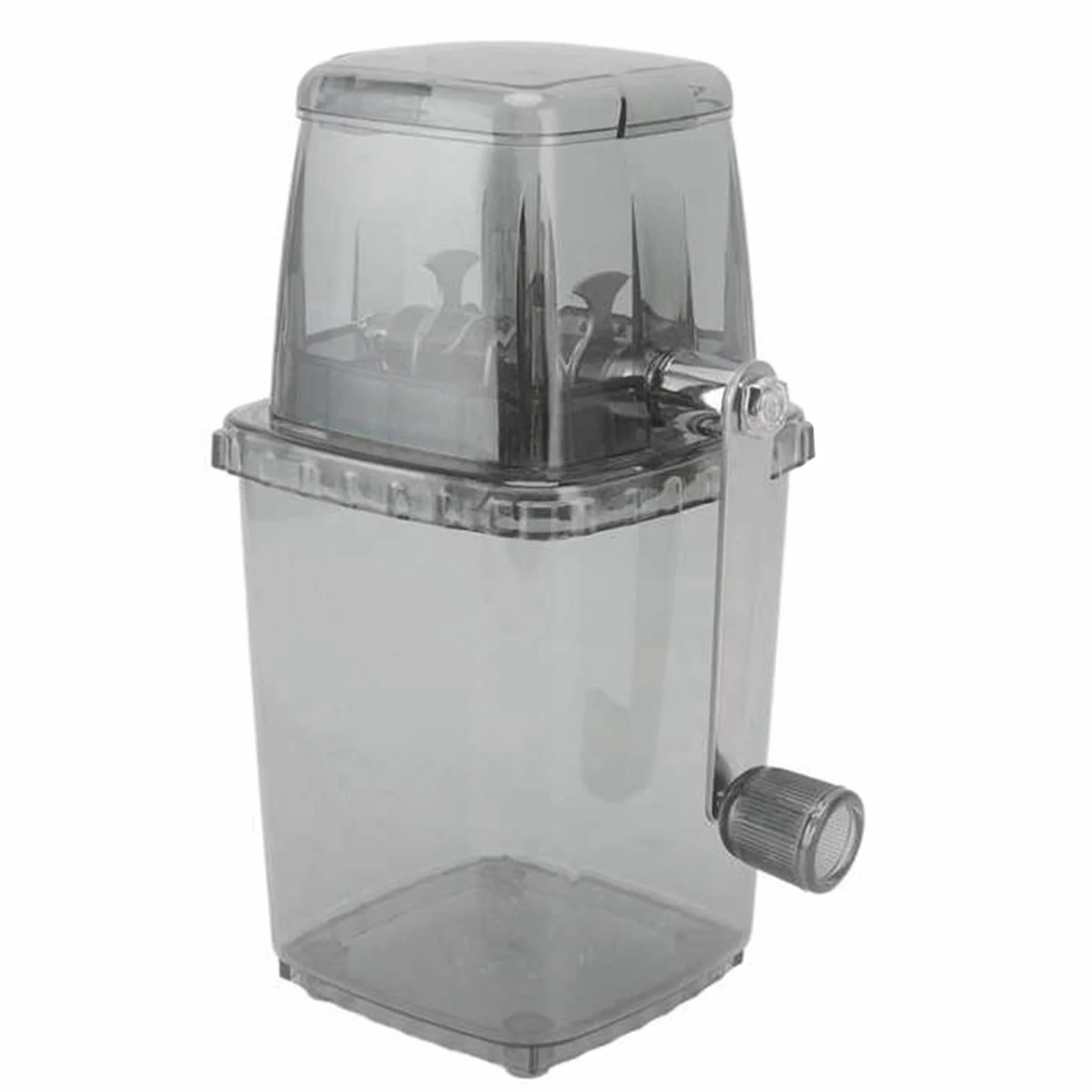 Tritaghiaccio da 1,25 litri, tritaghiaccio manuale portatile, tritaghiaccio con lame in acciaio inossidabile, tritaghiaccio per ghiaccio tritato domestico (Nero trasparente)