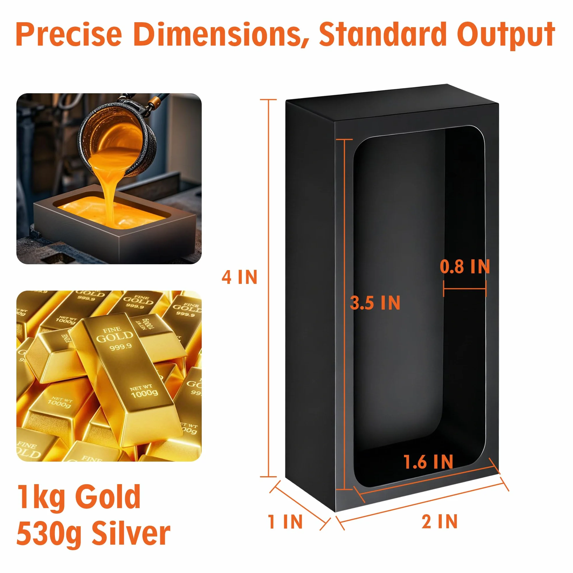 Stampo per lingotti in grafite ad alta purezza 1 kg per colata oro argento alluminio rame ottone resistente al calore