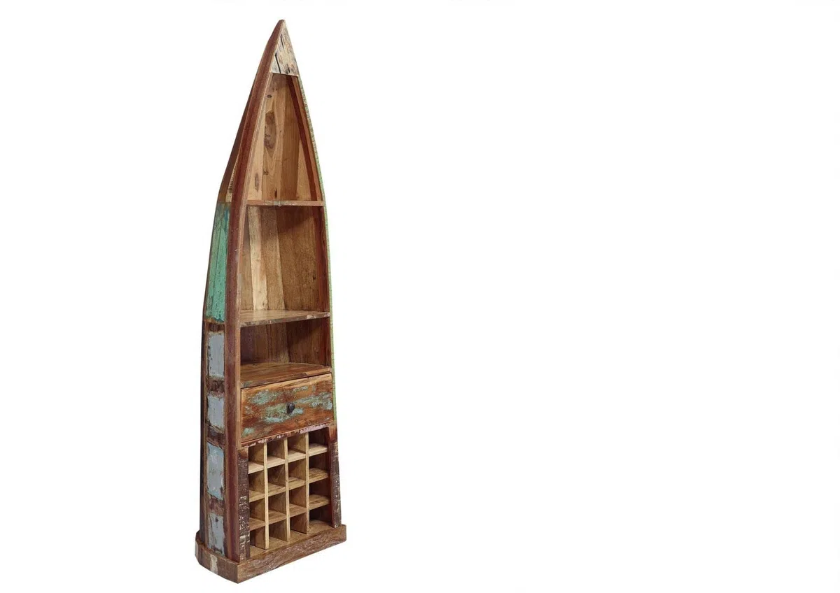 MASSIVMOEBEL24.DE Nature of Spirit #120 Mobile Bar in Legno Riciclato - Laccato/Multicolore 58x45x204