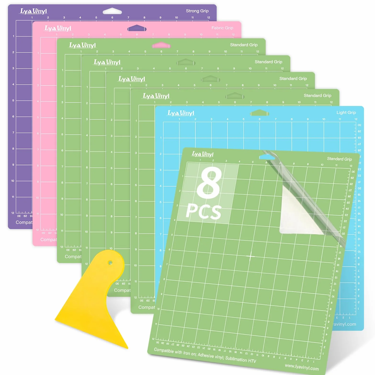 Tappetino da taglio Cricut Lya Variety 8 pezzi 12x12 StandardGrip LightGrip StrongGrip FabricGrip per Explore Air