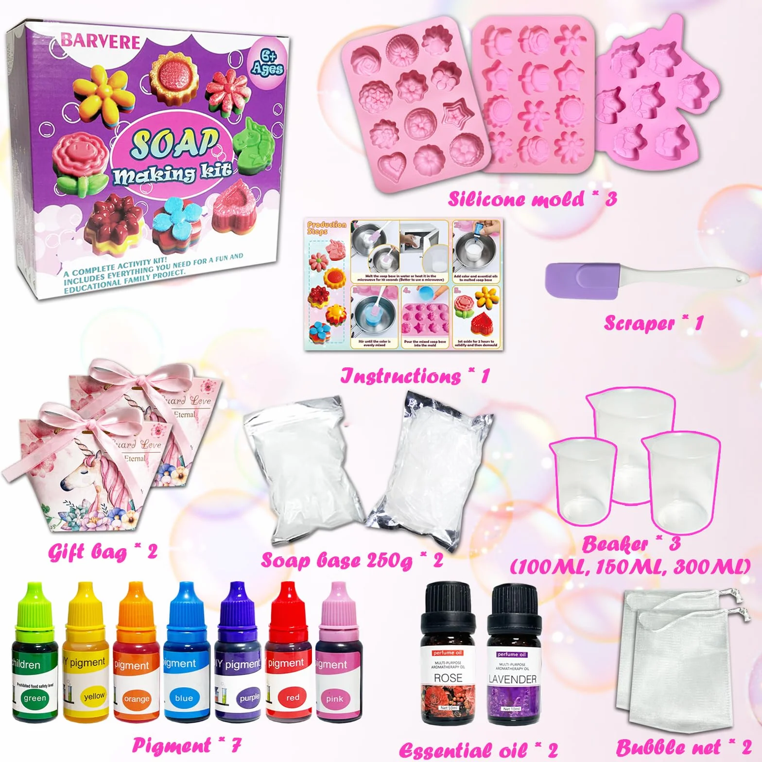 Kit Sapone Fai Da Te 500g 19 Forme 7 Pigmenti 2 Oli Essenziali 2 Sacchetti Strumenti