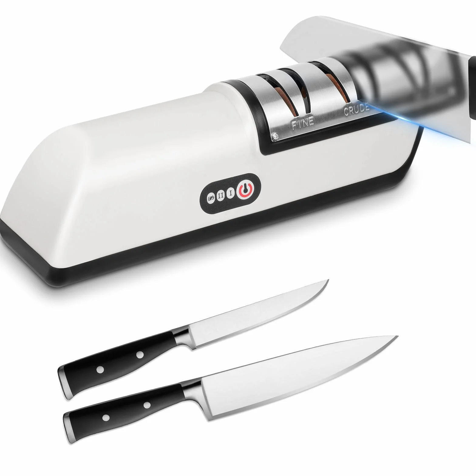 Vicloon Affilacoltelli Elettrico Ricarica USB 2 in 1 Base Antiscivolo