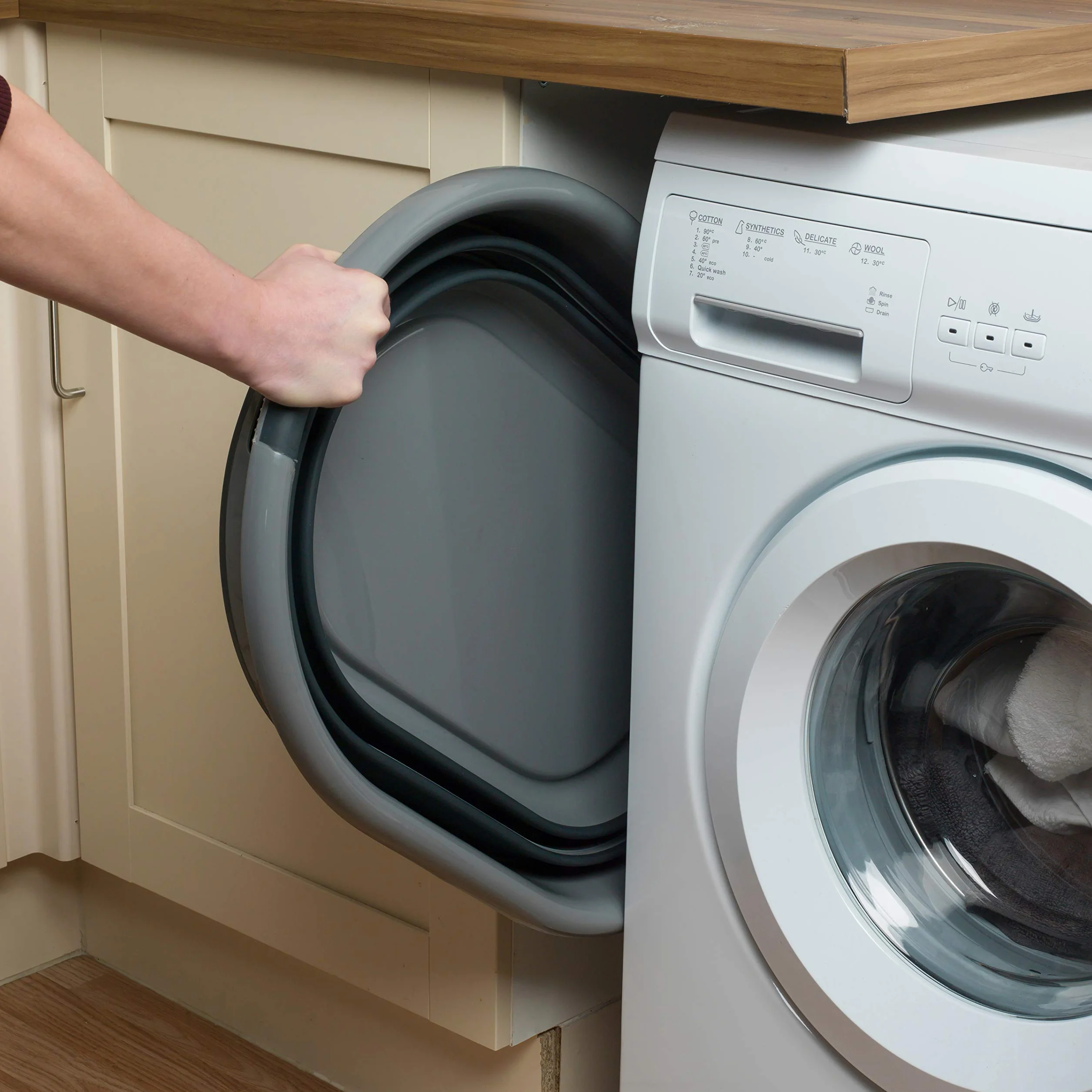 Russell Hobbs Cesto della Biancheria 27L Pieghevole Plastica Nero/Grigio