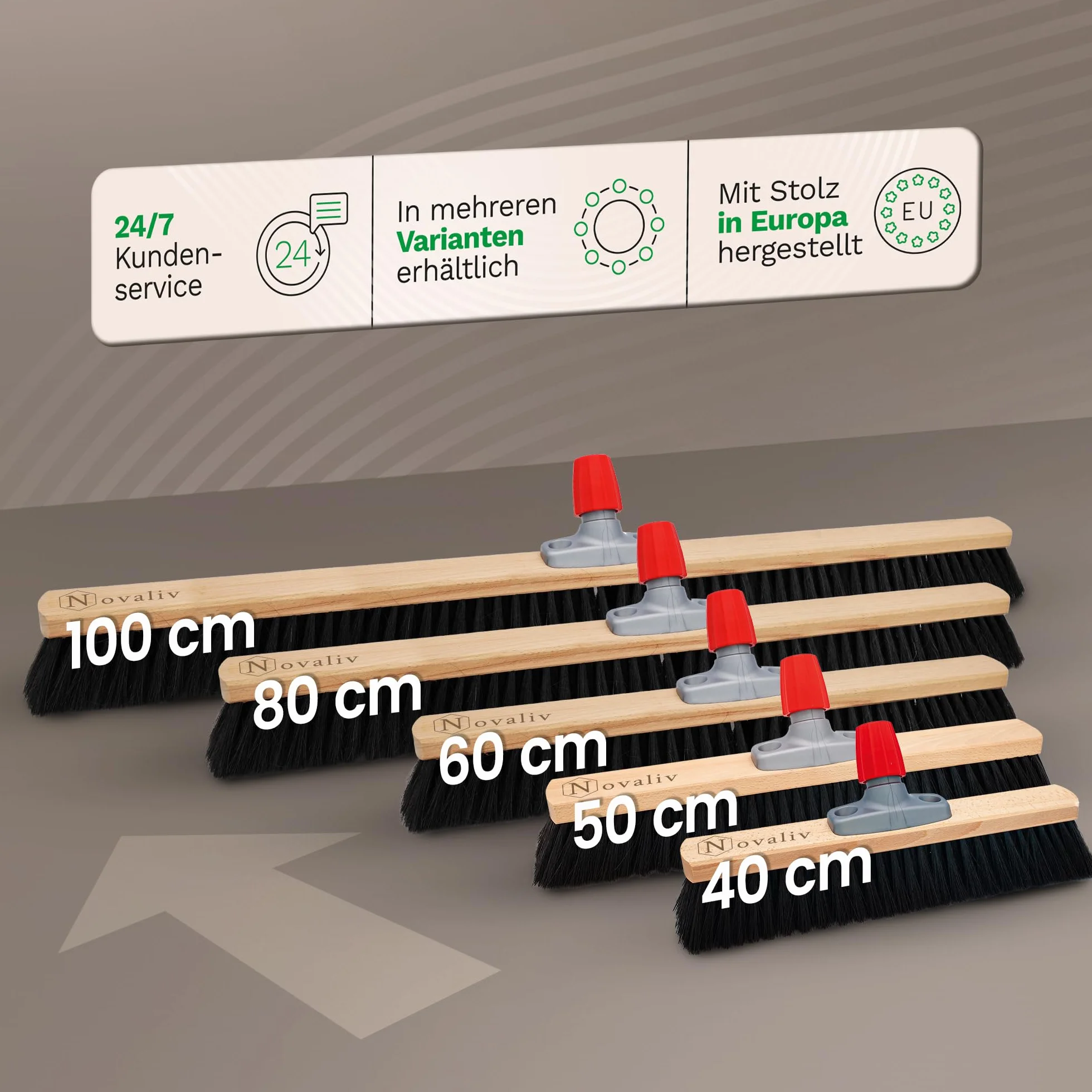 Novaliv Scopa Grande 100 cm Manico Setole Sintetiche Scopa Industriale
