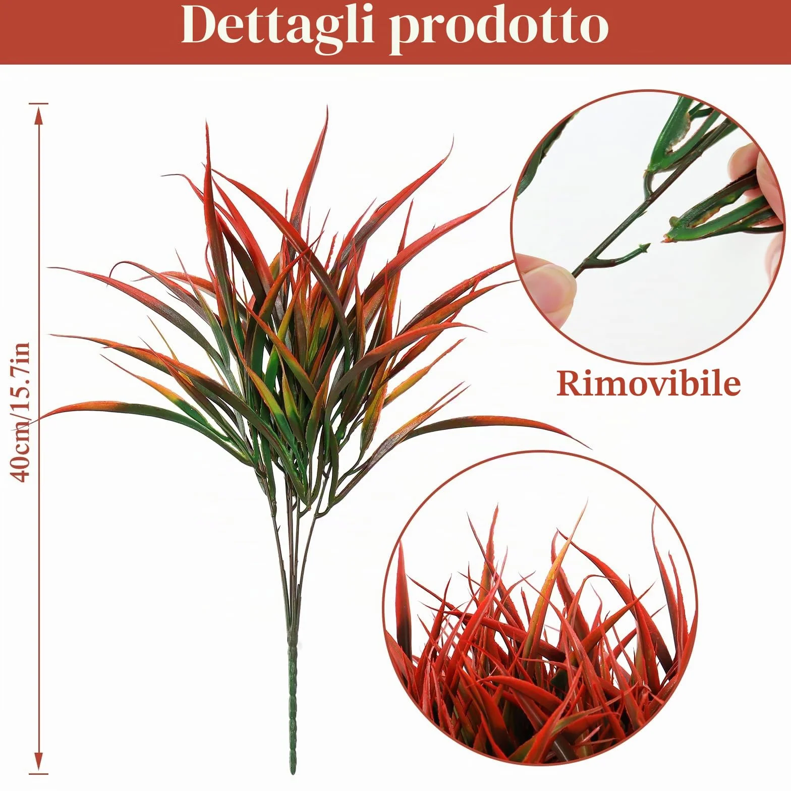 8 pezzi Piante di Erba Artificiale da Esterno Steli di Erba Finta Verde Resistenti ai Raggi UV Piante Finte in Plastica Arbusti per Primavera Estate Casa Finestra Giardino Patio Box Vialetto