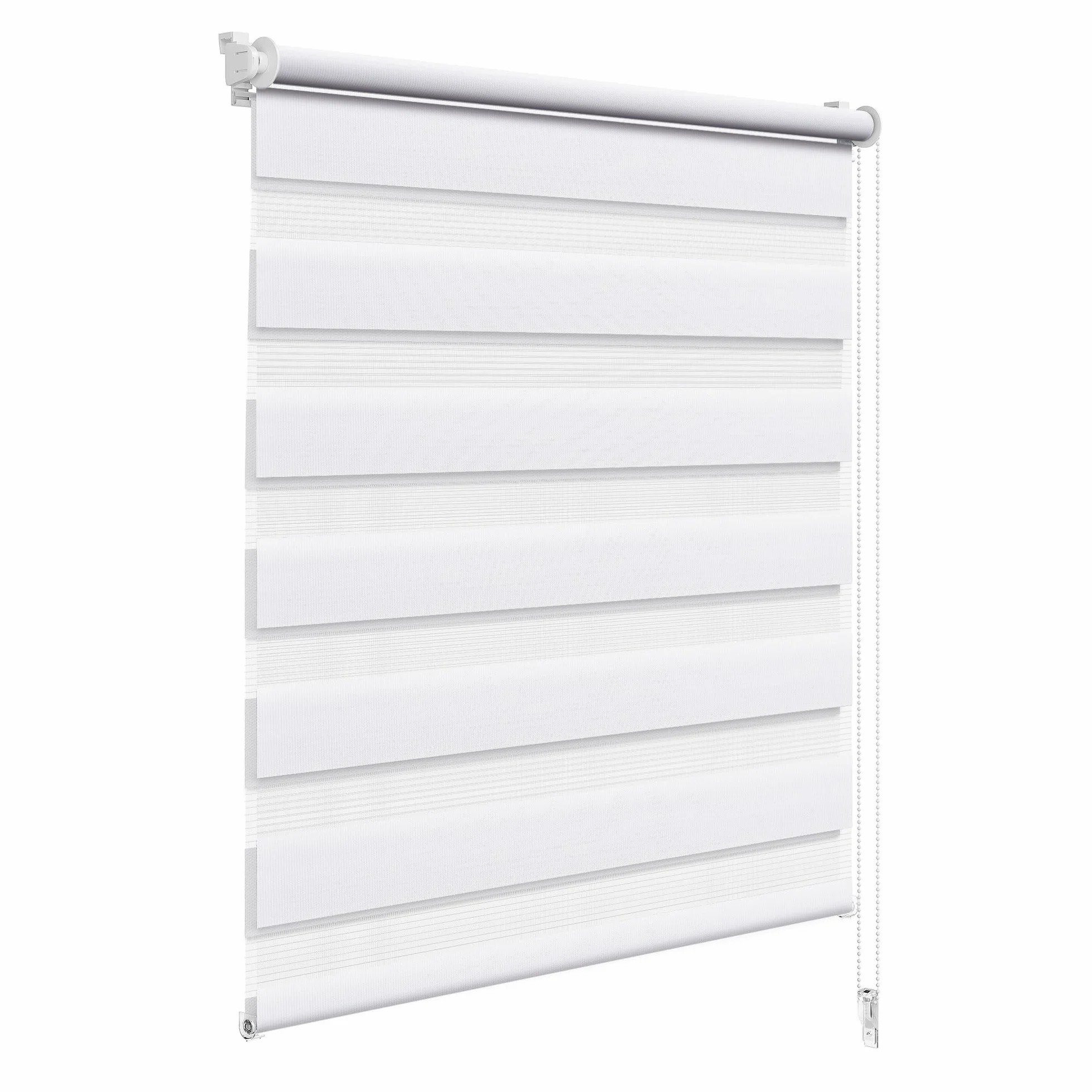 WOLTU Tenda a Rullo Doppio Strato Giorno e Notte, Oscurante, 75x220 cm, Bianco