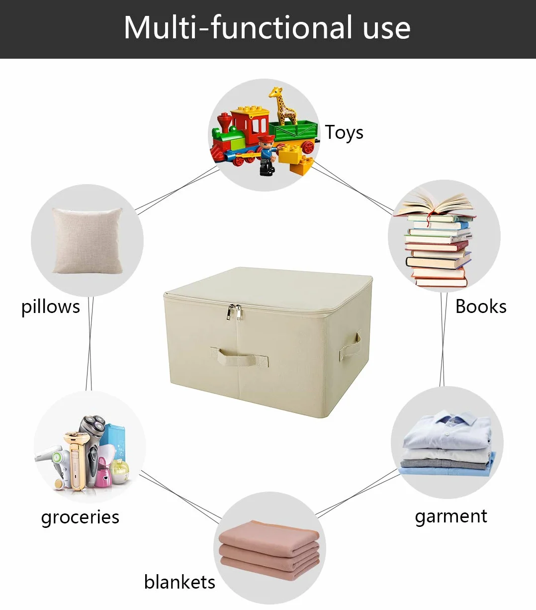iwill CREATE PRO Jumbo Pieghevoli Contenitori di Stoccaggio con Lid, Beige, Confezione 2