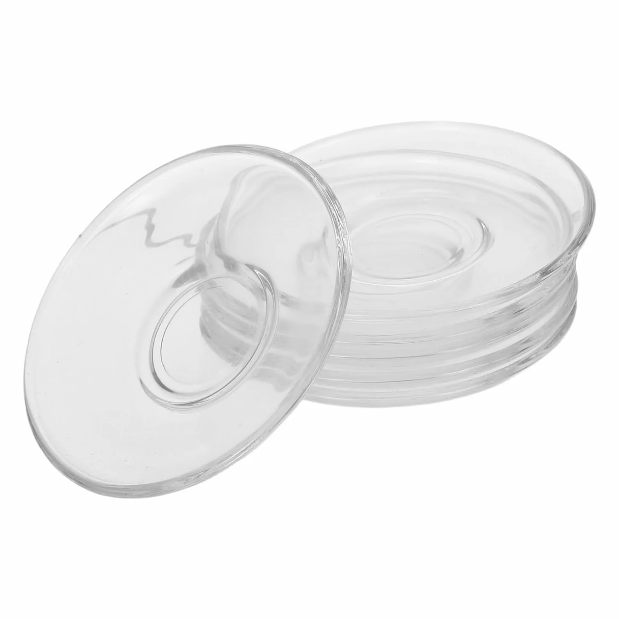 ULTECHNOVO 6 sottobicchieri decorativi in vetro trasparente, set di piattini rotondi per tazze da dessert snack, protezione da tavolino dal design elegante