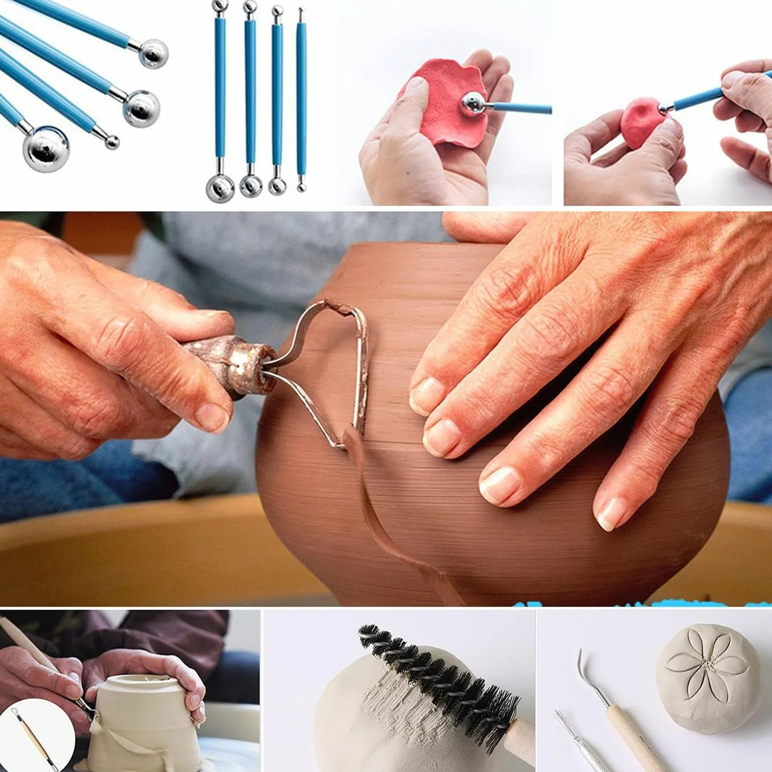 Professionale Attrezzi Scultura Argilla 66 Pezzi Set con Sacchetto Stoccaggio
