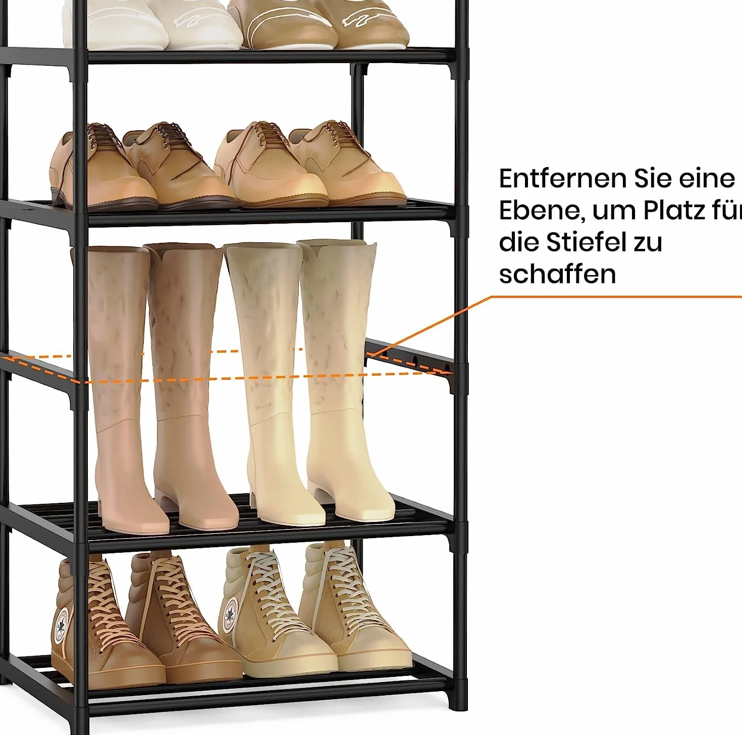 Vicye Scarpiera 10 Ripiani Porta Scarpe Slim Metallo Nera