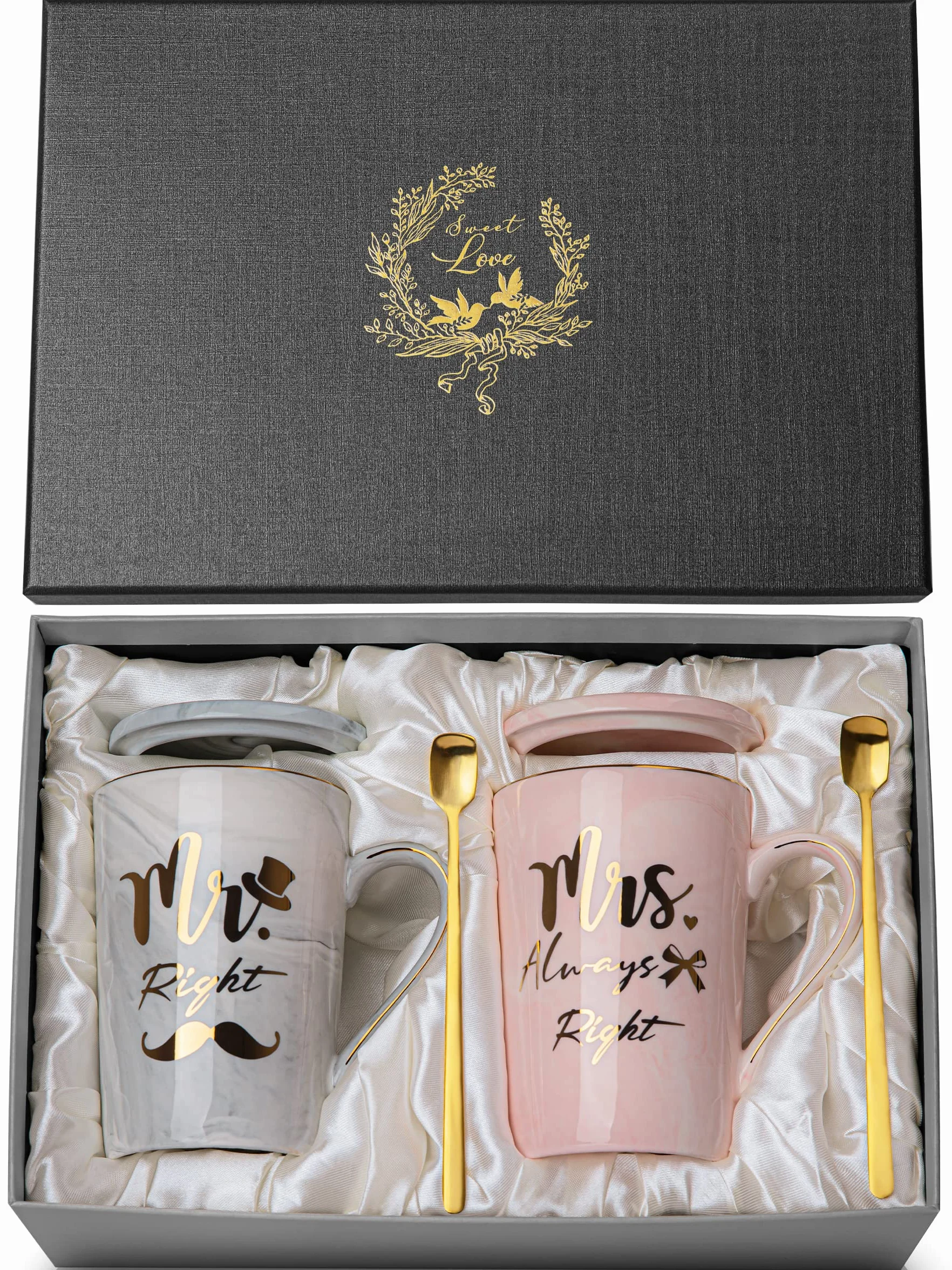 Tazza da Caffè in Ceramica Regalo Anniversario Matrimonio per Lui e Lei Mr Mrs Right