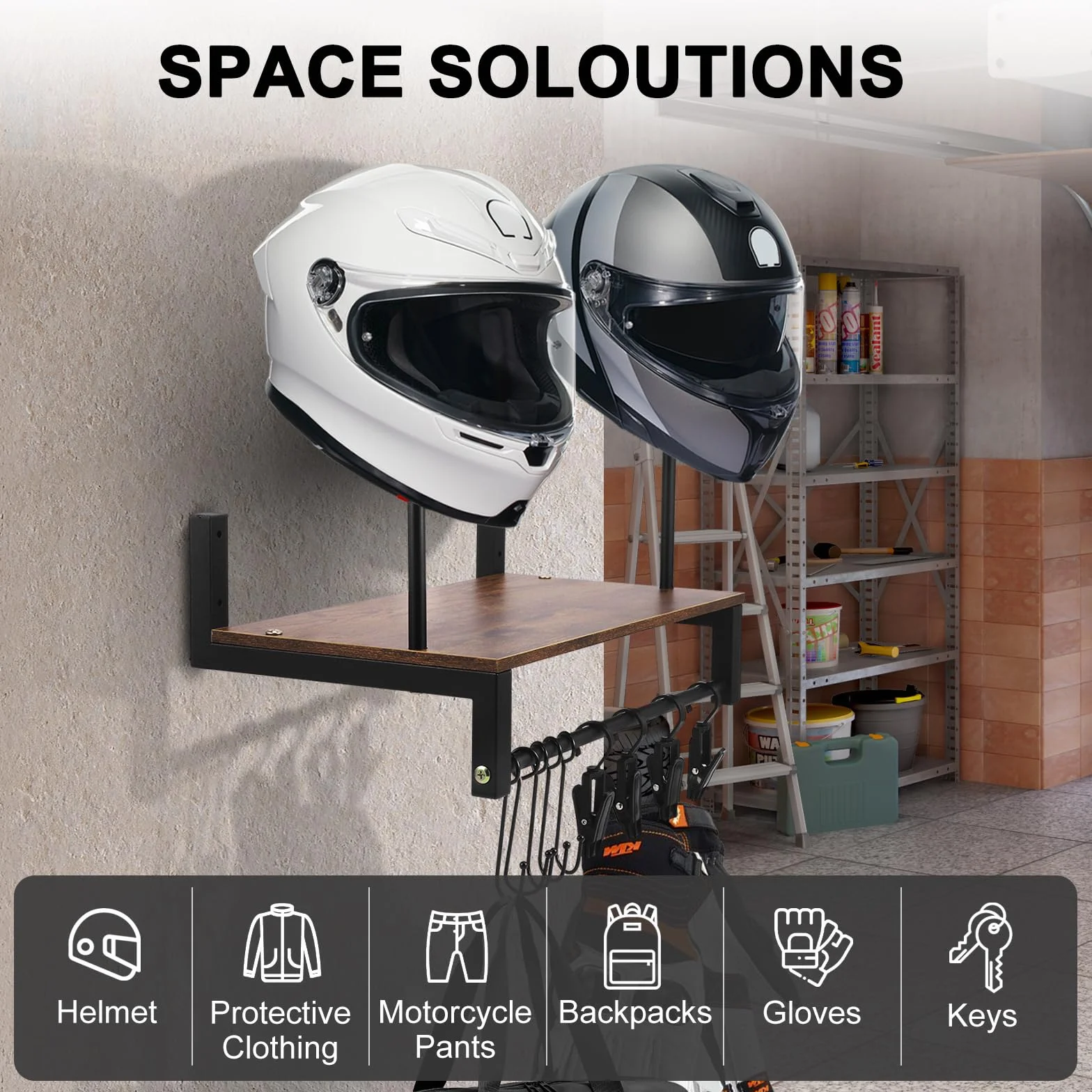 Appendi Casco Moto da Parete, Porta Casco con Assi di Legno per Moto Calcio e Ciclismo