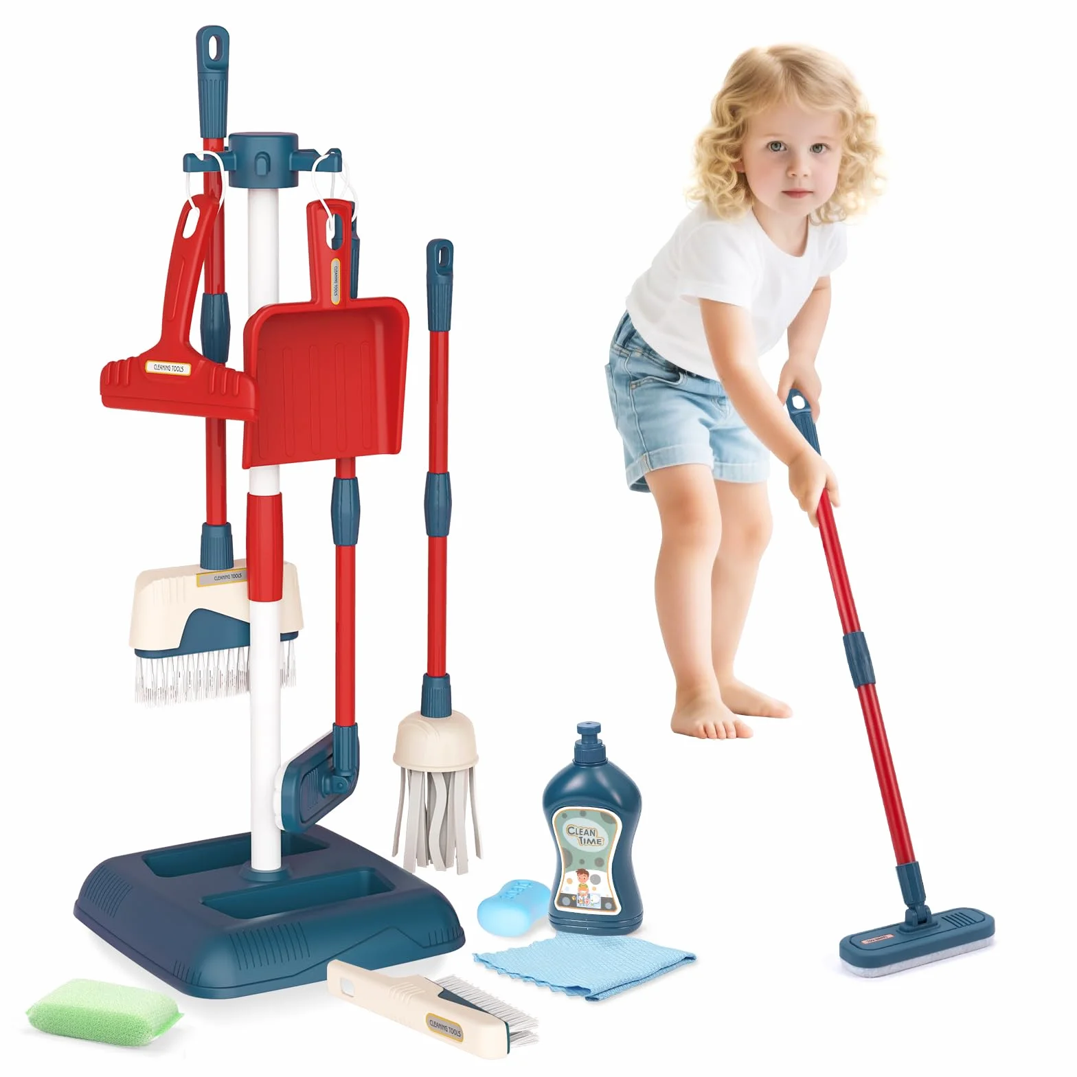 Set di giocattoli per la pulizia dei bambini, set di giocattoli per la pulizia dei bambini, strumenti per la pulizia della casa giocattoli set da gioco, scopa, paletta, mocio, spolverino