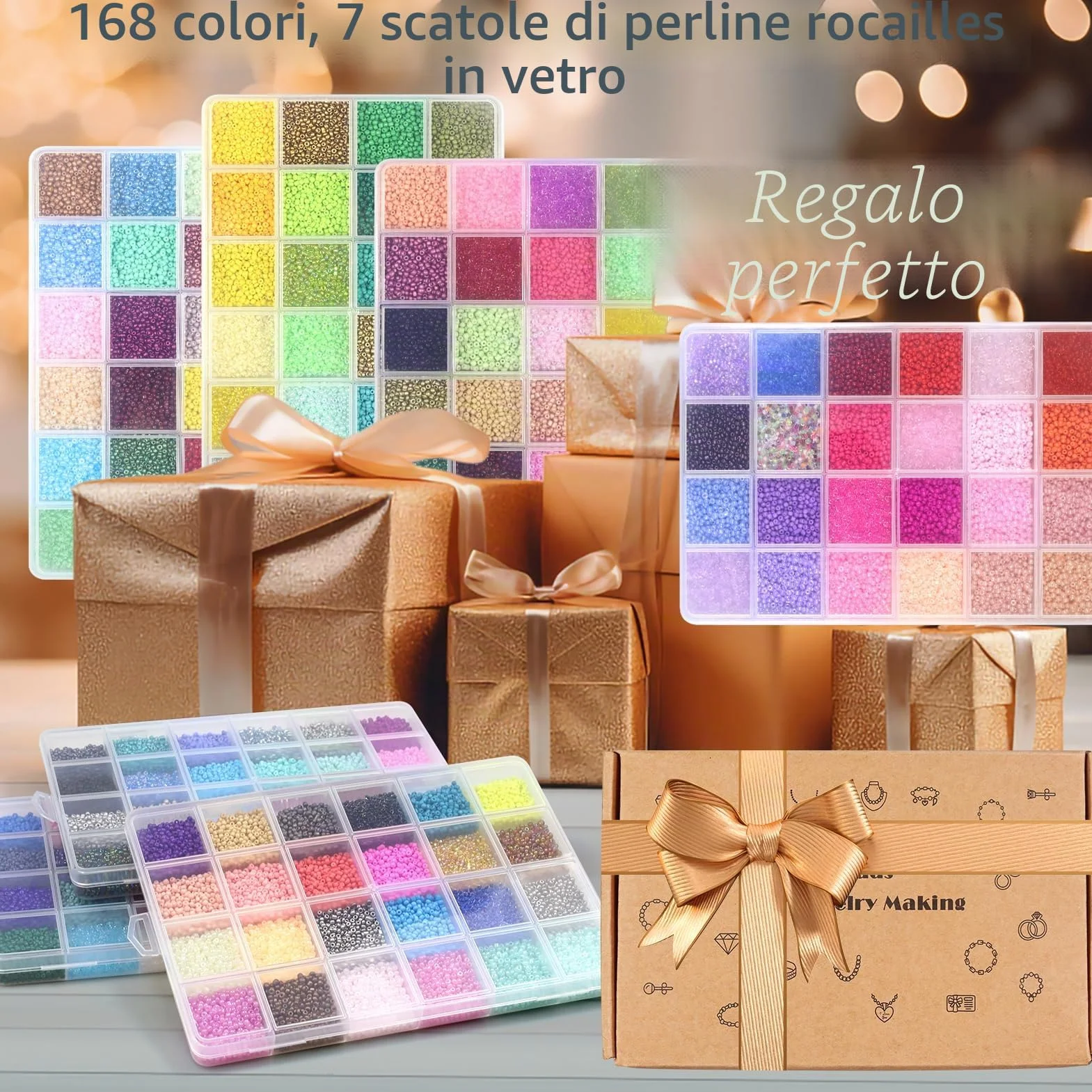 168 Colores Perline per Braccialetti 44506 Pezzi - Kit Bigiotteria Fai da Te Bambina con 450 Lettere, Perline Sorridenti e Ciondolo Charms 3mm per Gioielli