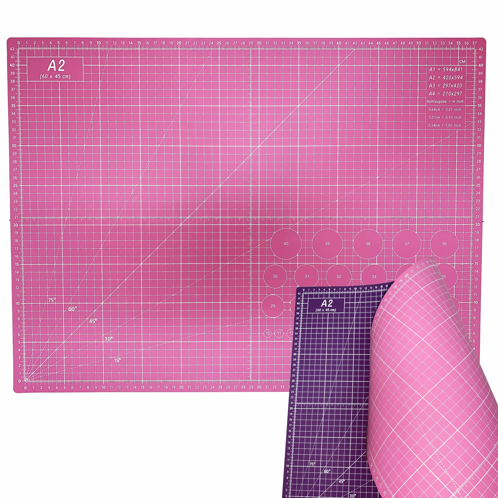 Tappetino da Taglio Professionale A2 Auto-Rigenerante 60x45 cm, Rosa e Lilla