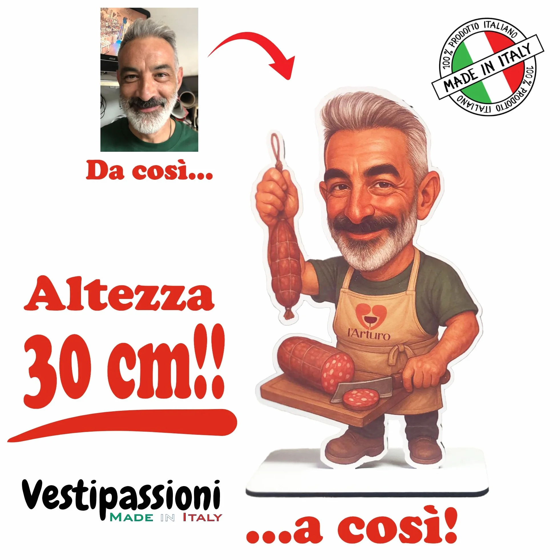 Personalizzata Caricatura su MDF 30 cm Regalo Originale Uomo Donna