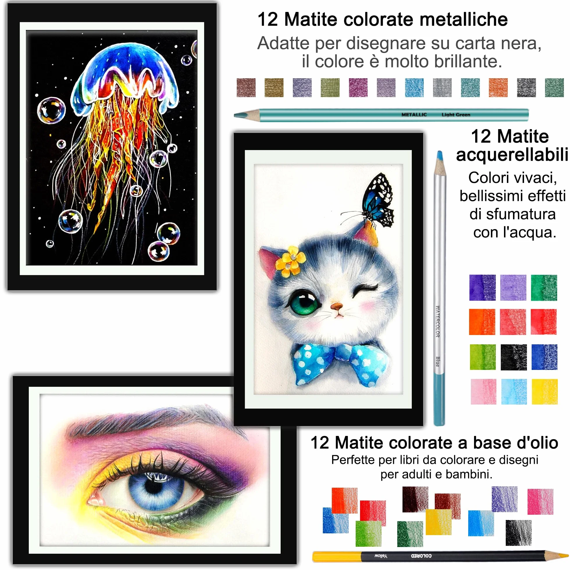 KALOUR 76 Kit di Disegno e Schizzo - Set di Materiali Artistici con Taccuino e Carta Acquerello - Include Tutorial, Matite Pastello, Acquerello, Schizzo, Colorate, Metalliche, Carboncino