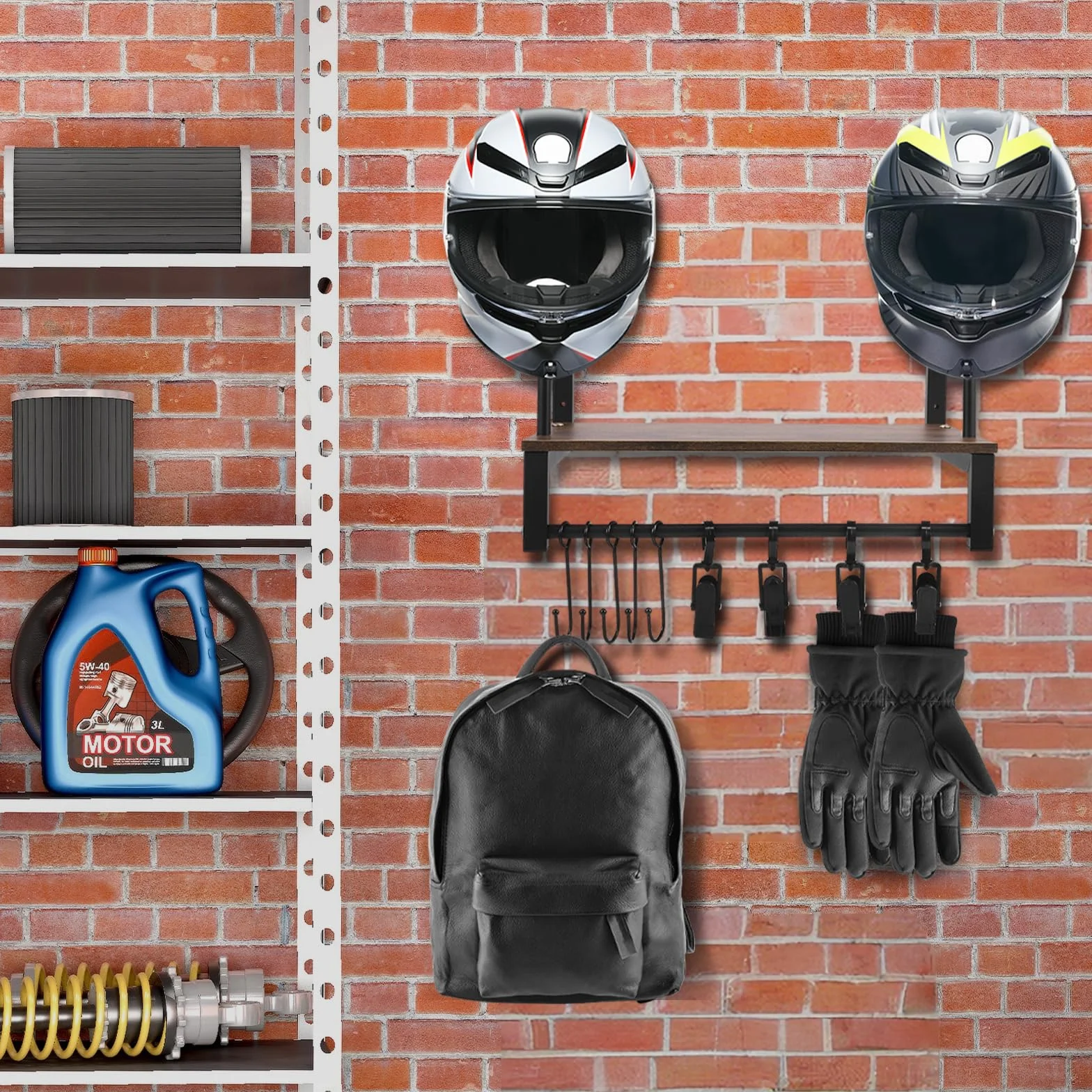 Appendi Casco Moto da Parete, Porta Casco con Assi di Legno per Moto Calcio e Ciclismo