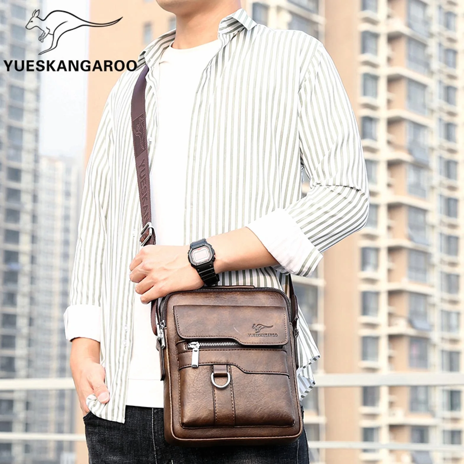Borse da Uomo Vintage di Lusso Borsa a Tracolla in Pelle Messenger Casual