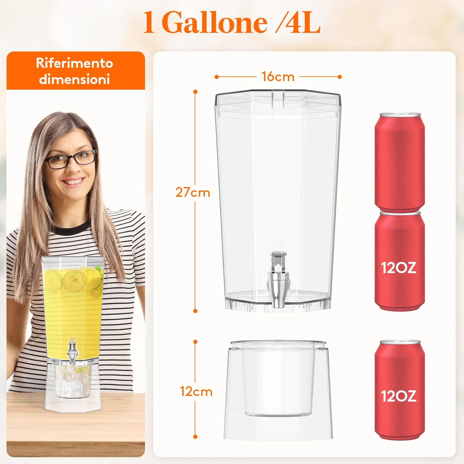 Lifewit 4L Dispenser Bevande con Rubinetto, Contenitore Distributore Bevande Ghiacciati, Set di 2
