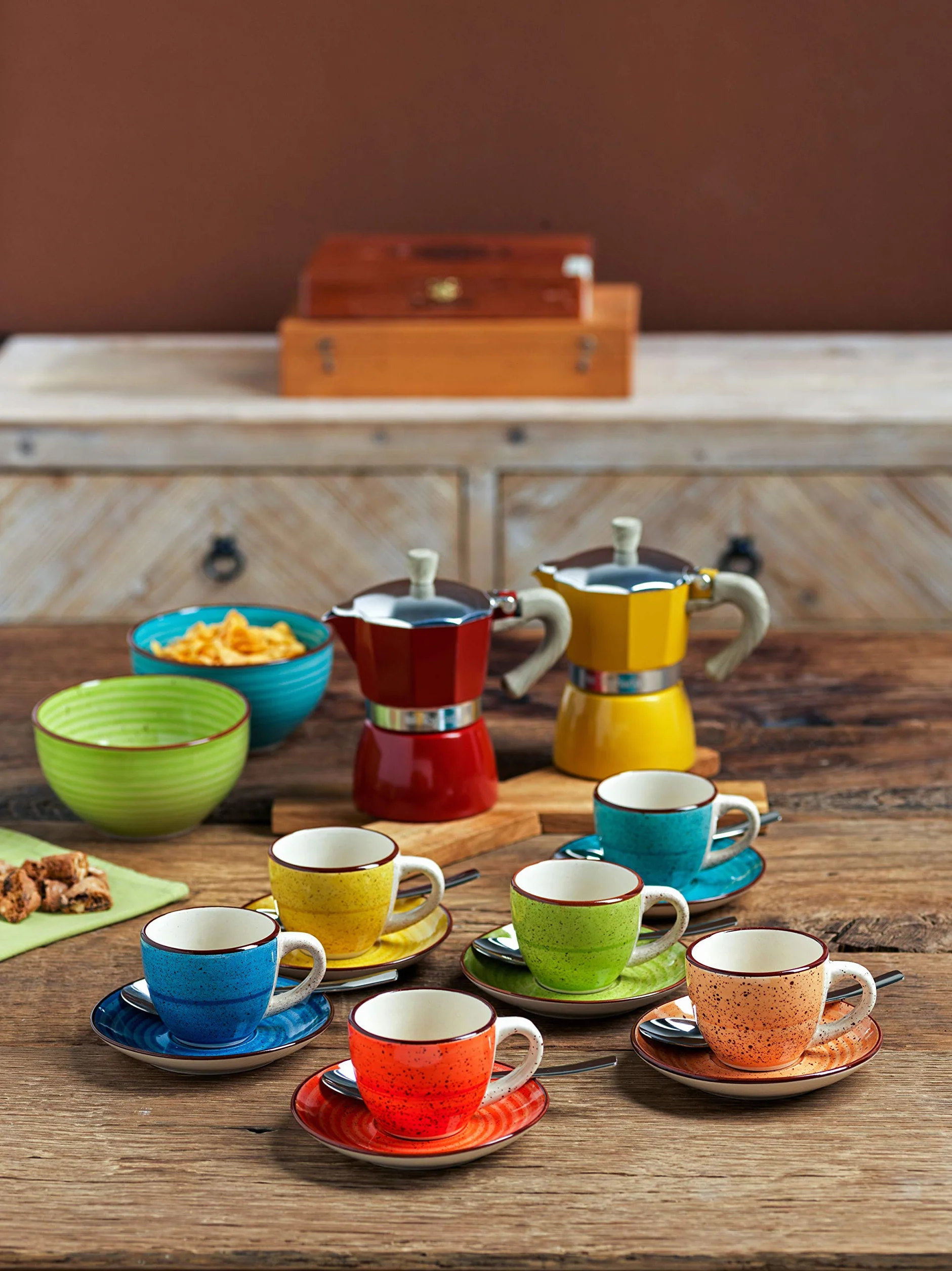 Tognana Art & Pepper Set 6 Tazzine Caffè Con Piatto cc 90 Stoneware Multicolore