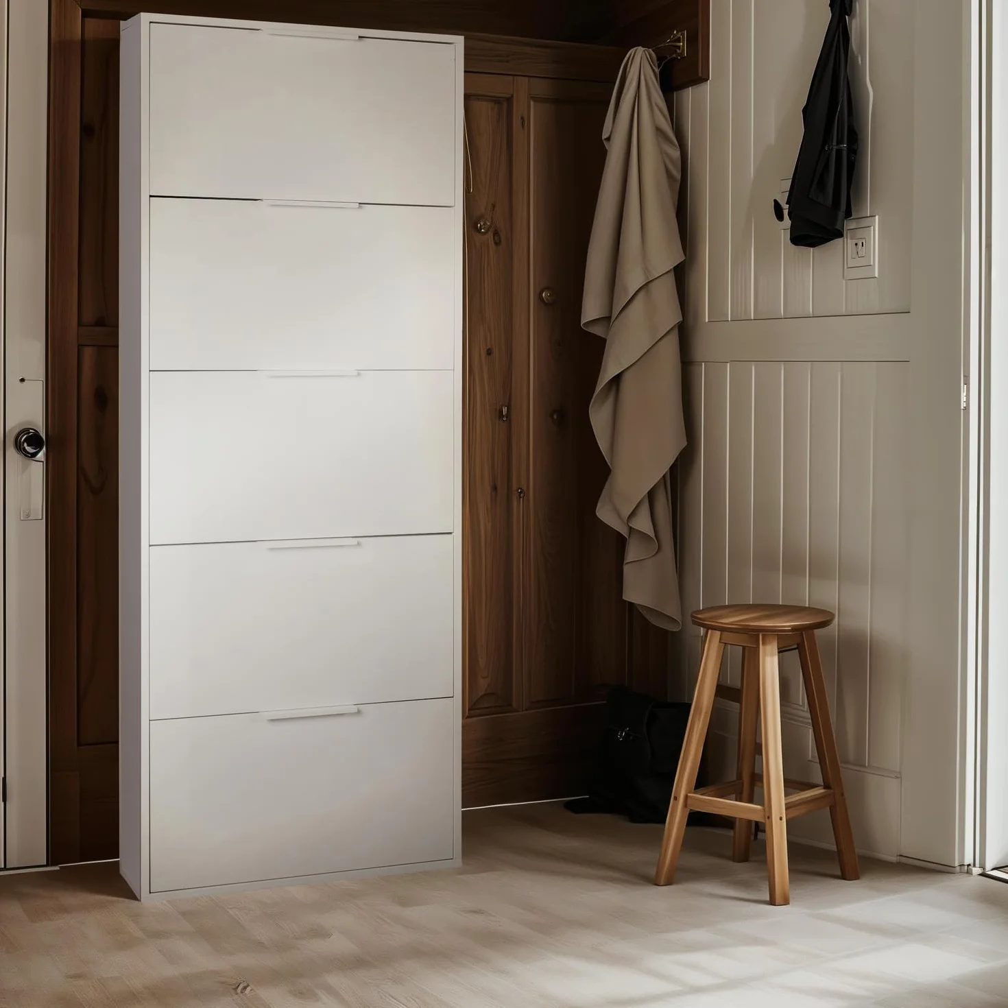 Composad Scarpiera Slim ESPRESSO 5 Ribalte 65x173,5x15 cm Bianco Made in Italy
