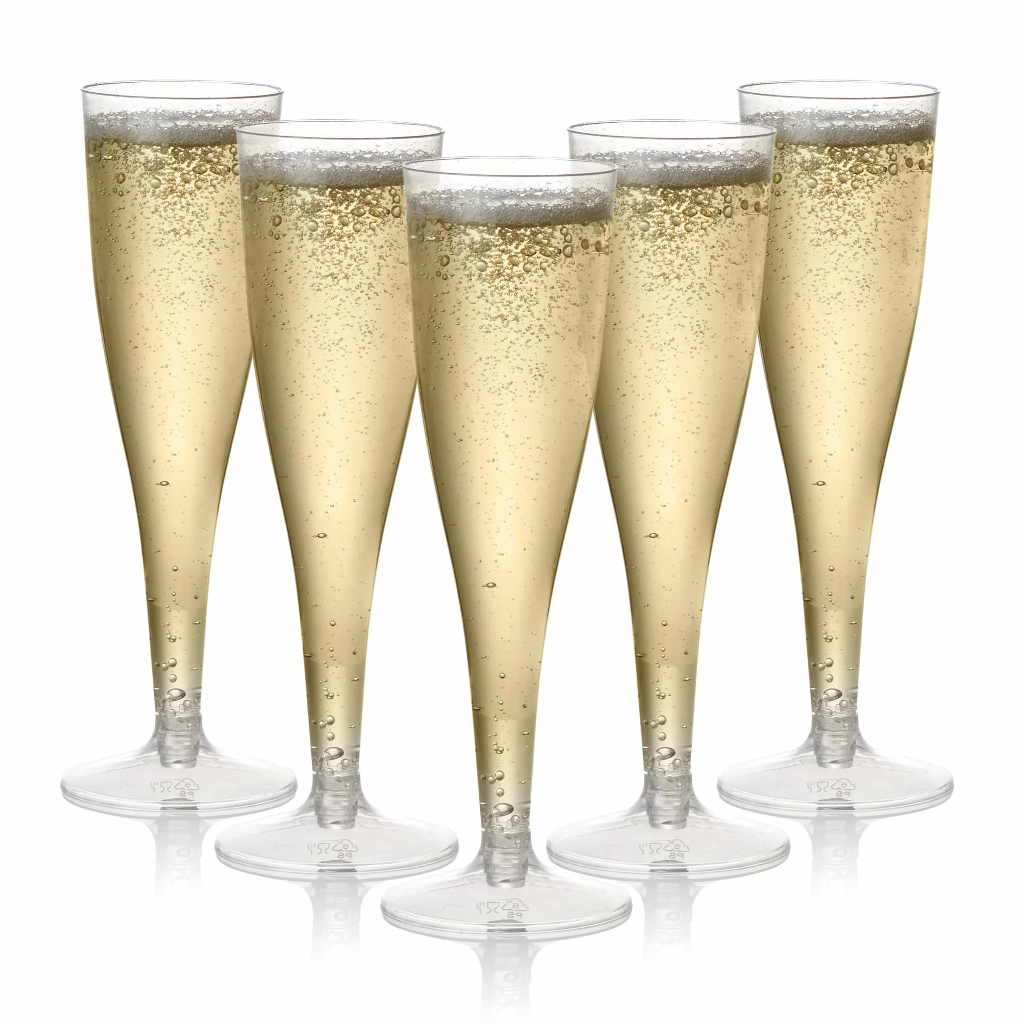 48 Calici Plastica Eleganti Flute da Champagne 133ml Resistenti Riutilizzabili