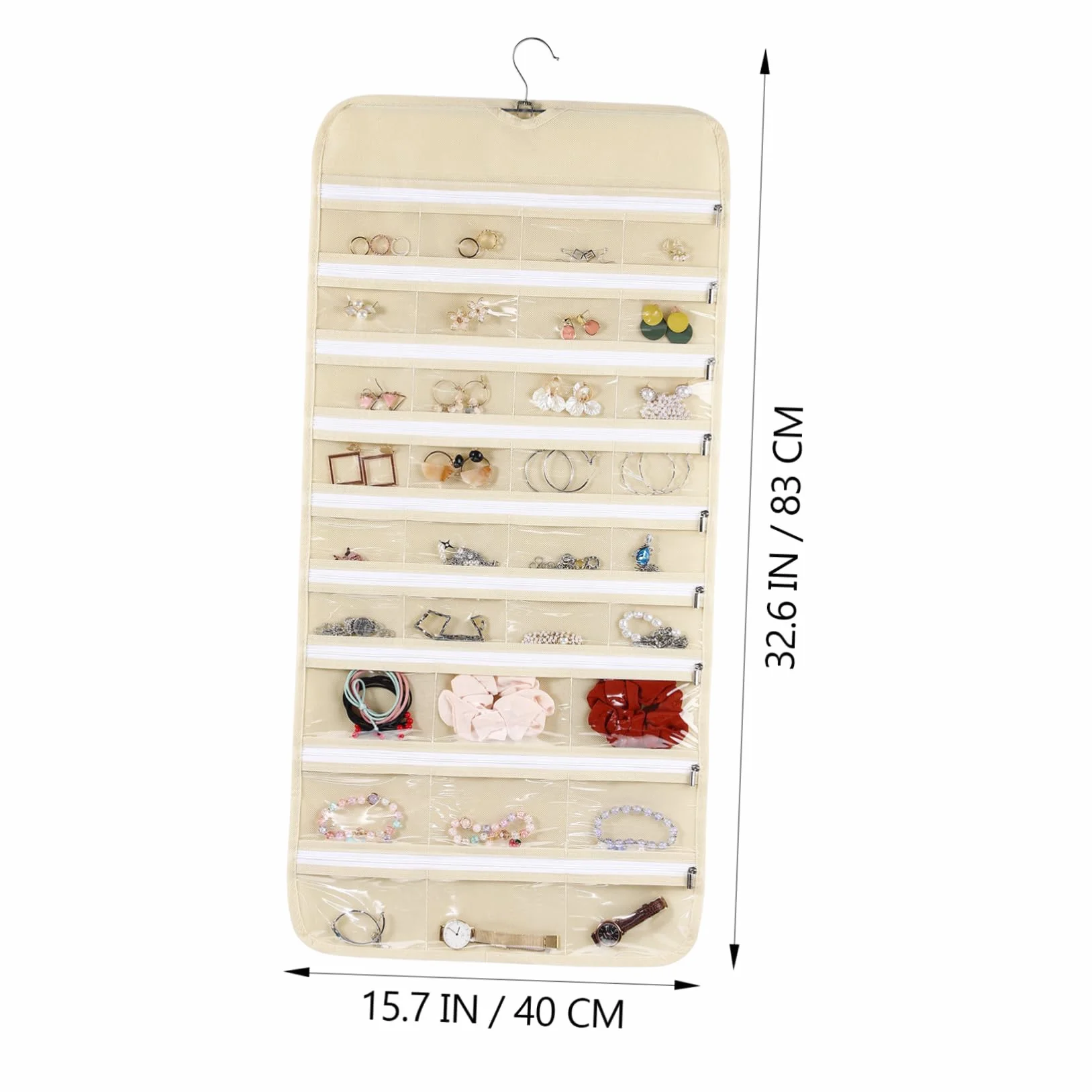 Organizer per gioielli con 66 tasche, doppio lato, per orecchini, collane, bracciali, anelli